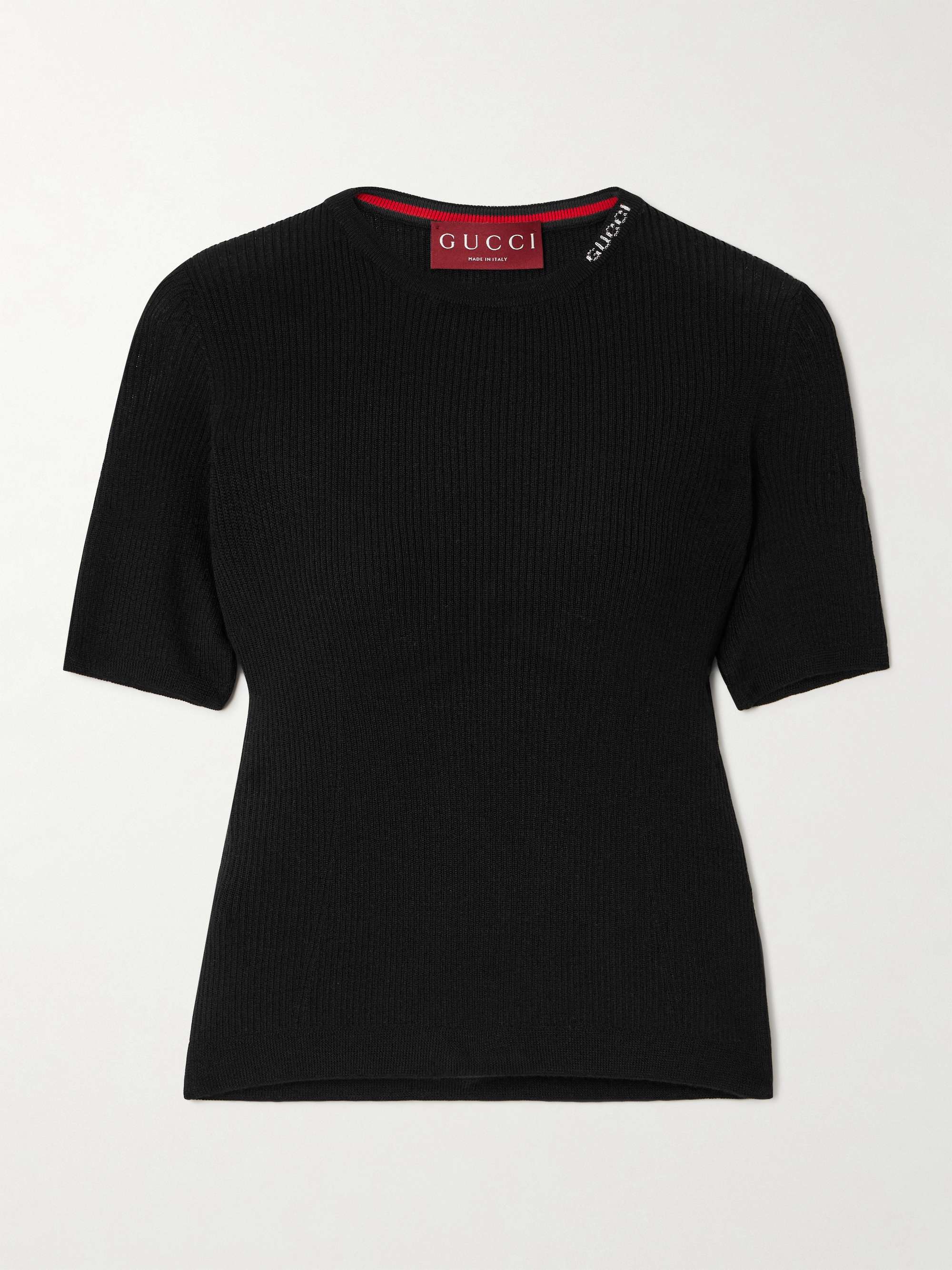 Ribbed wool and silk-blend sweater view