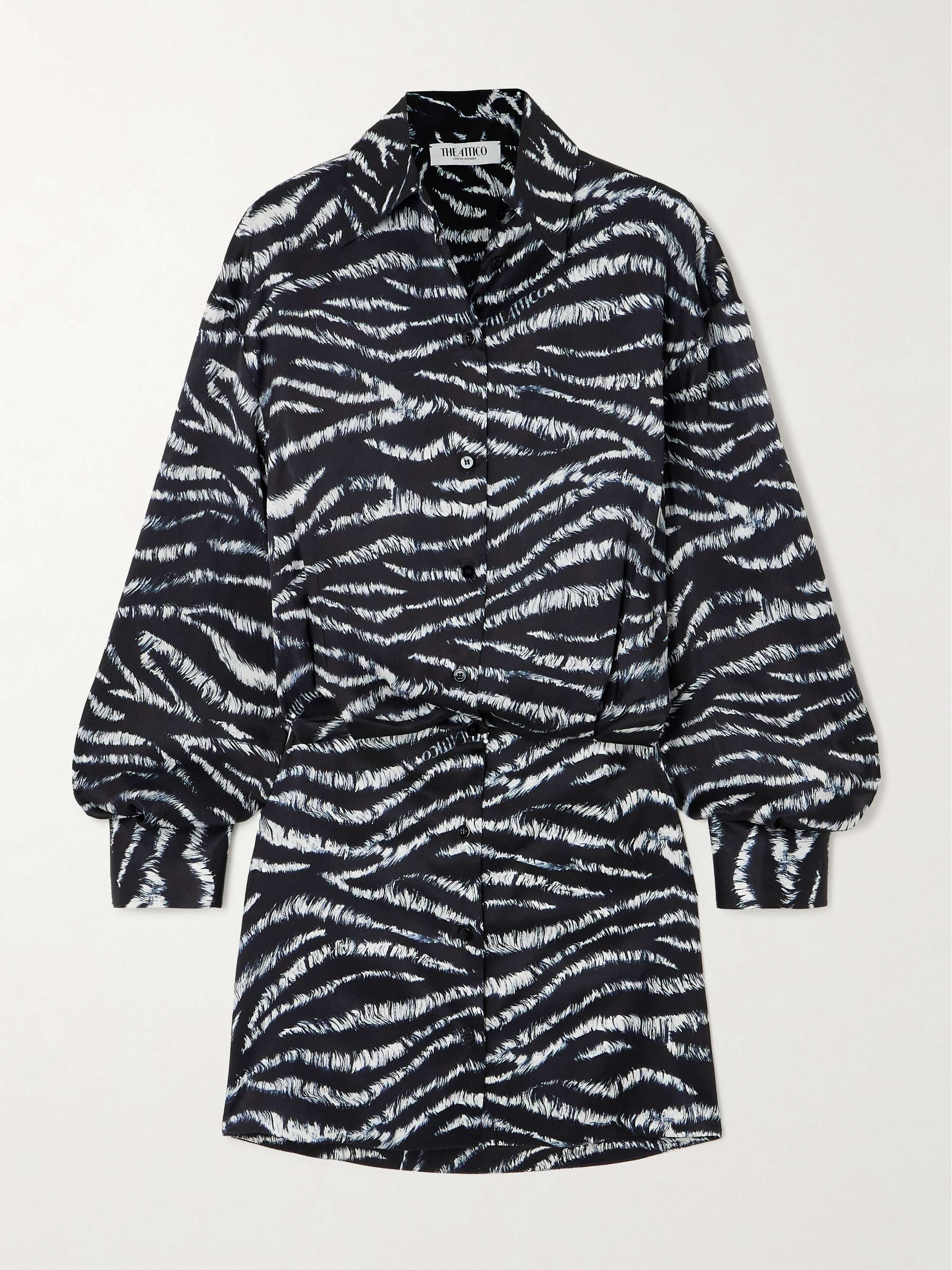 Silvye printed satin mini shirt dress view