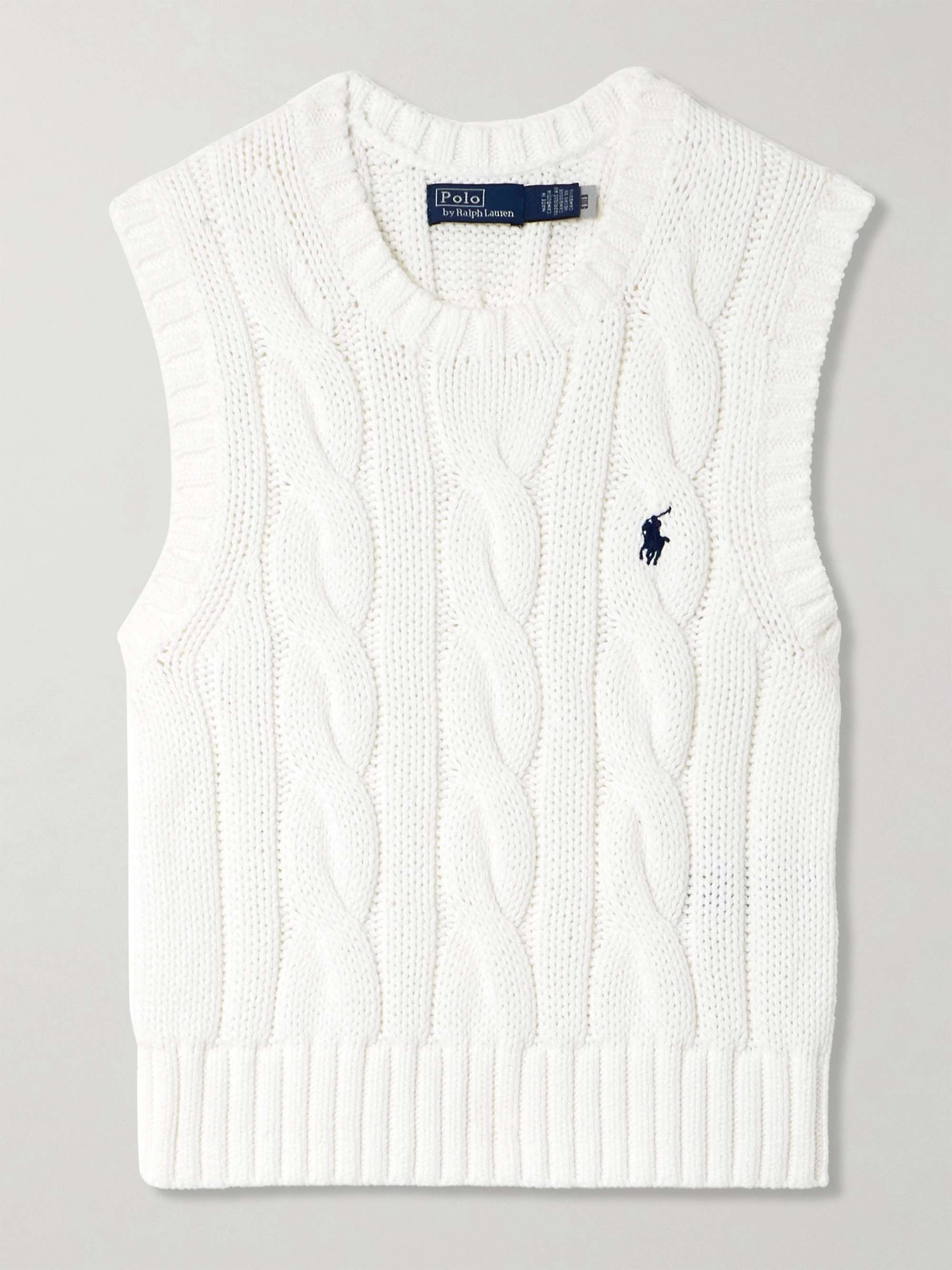 Embroidered cable-knit cotton vest view