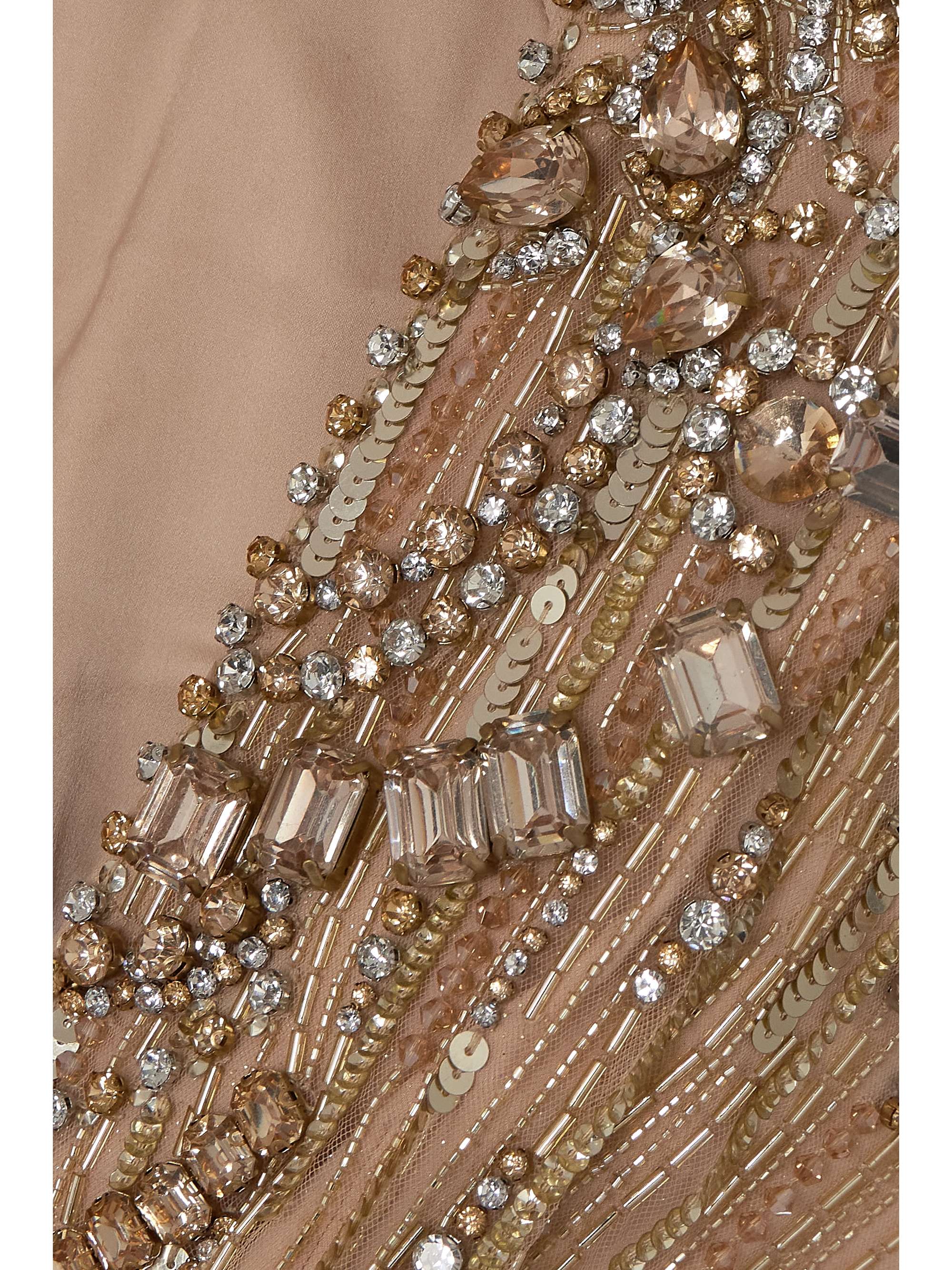 Lotus cape-effect embellished sequined tulle gown view