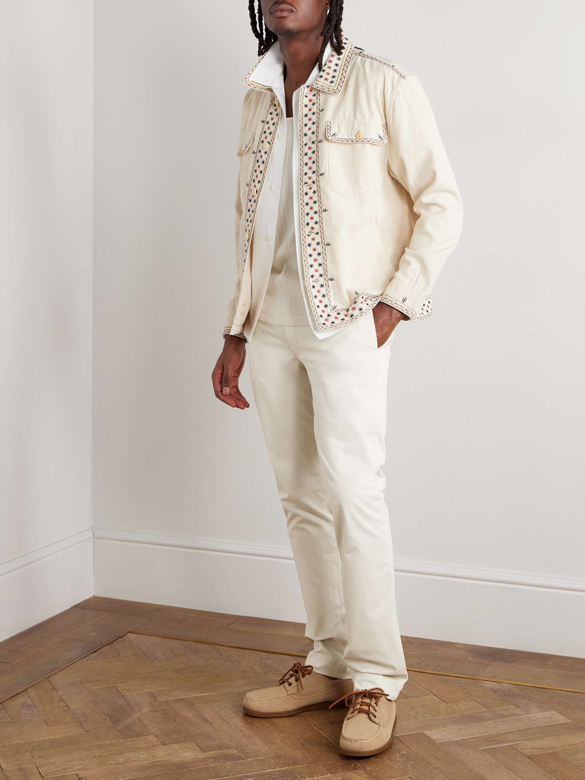 Slim-Fit Stretch-Cotton Twill Trousers view