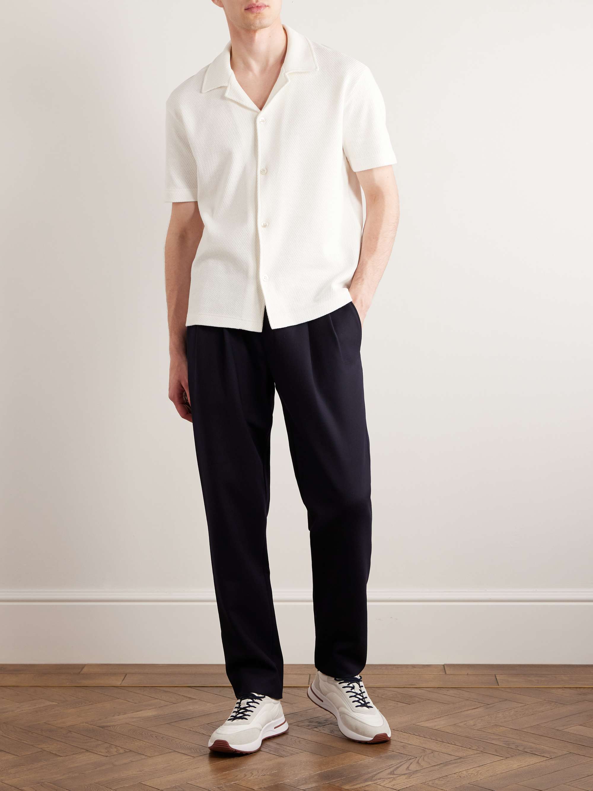 Camp-Collar Cotton and Silk-Blend Shirt view
