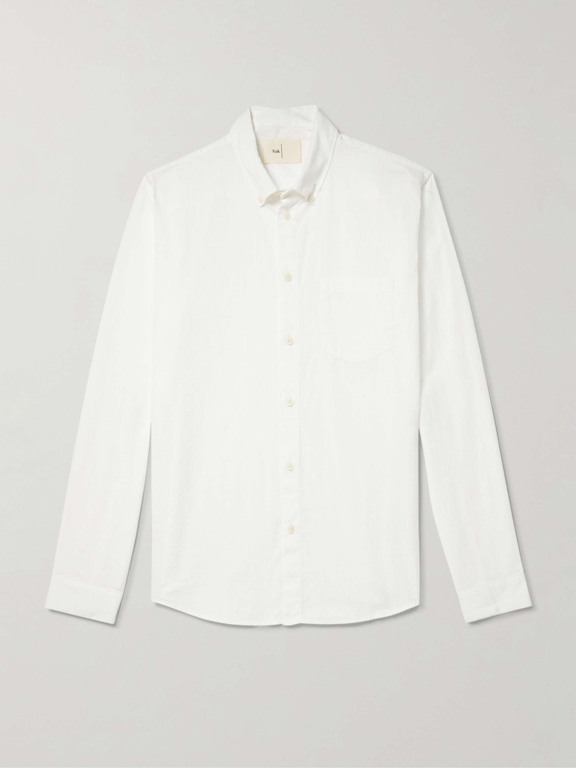 Anniversary Button-Down Collar Embroidered Cotton-Gauze Shirt view