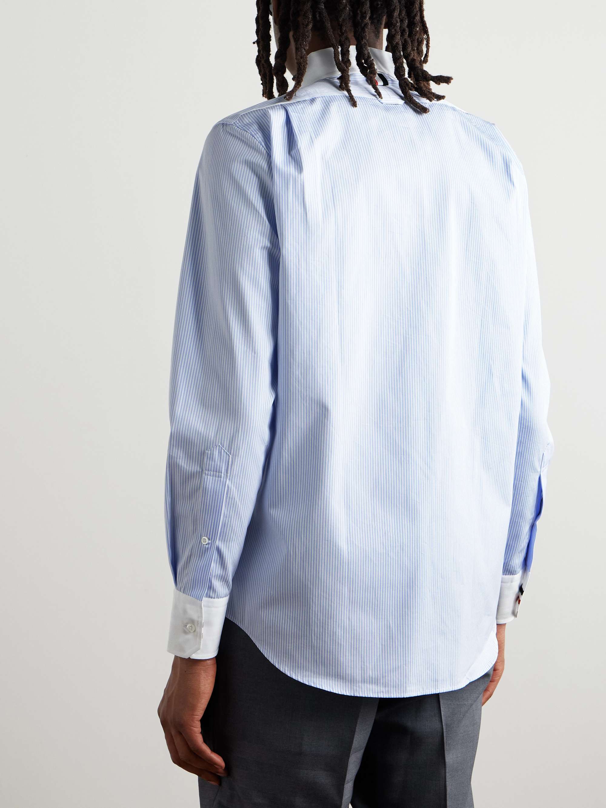 Button-Down Collar Logo-Appliquéd Striped Cotton-Poplin Shirt view
