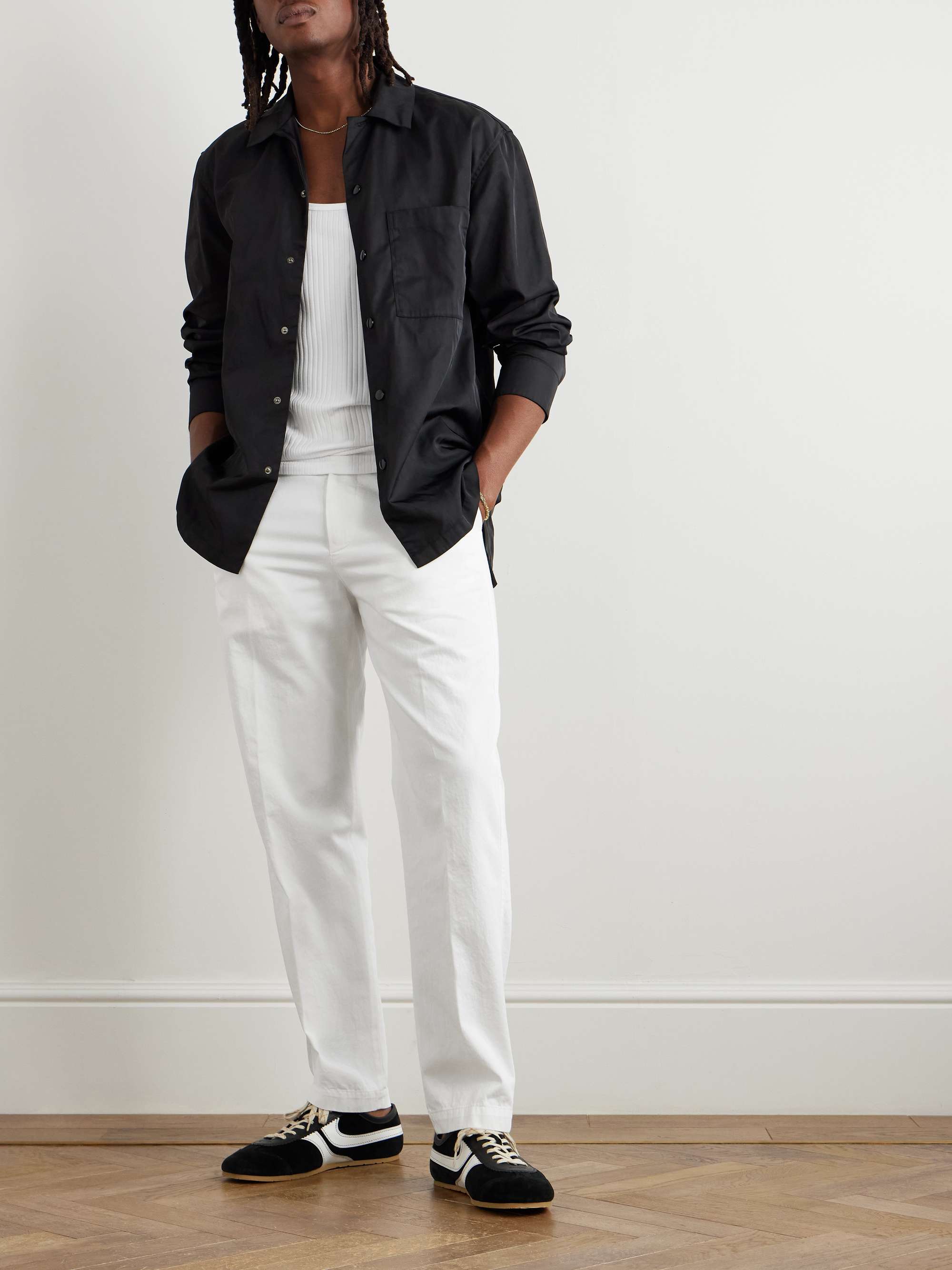 Slim-Fit Cropped Cotton-Jersey Trousers view