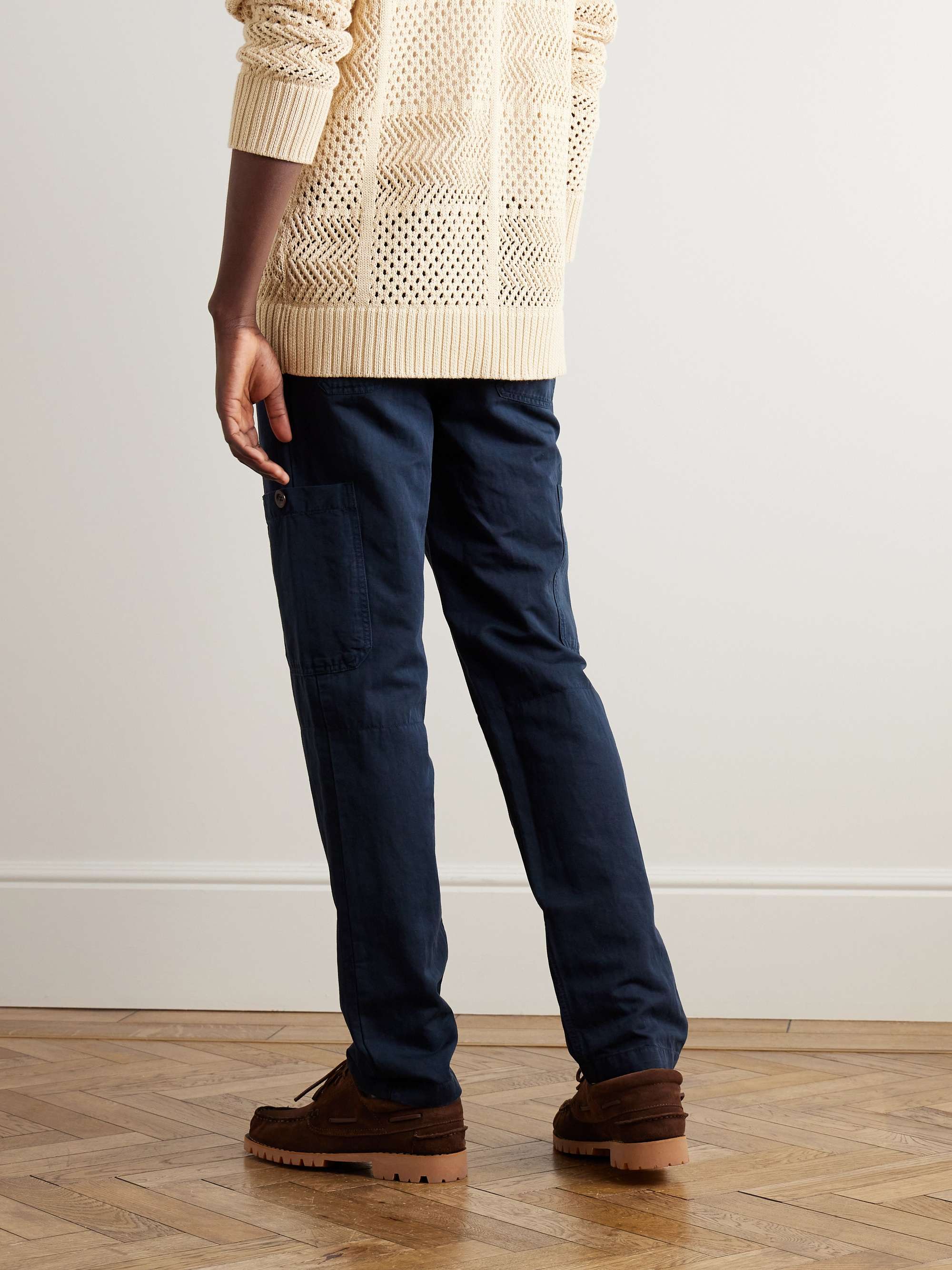 Samuel Straight-Leg Garment-Dyed Cotton and Linen-Blend Twill Cargo Trousers view