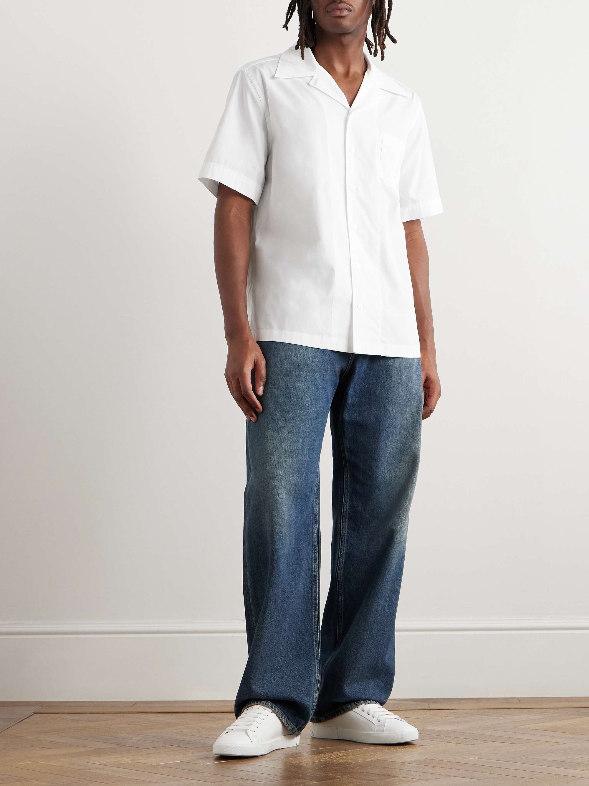 Camp-Collar Logo-Embroidered Cotton-Poplin Shirt view