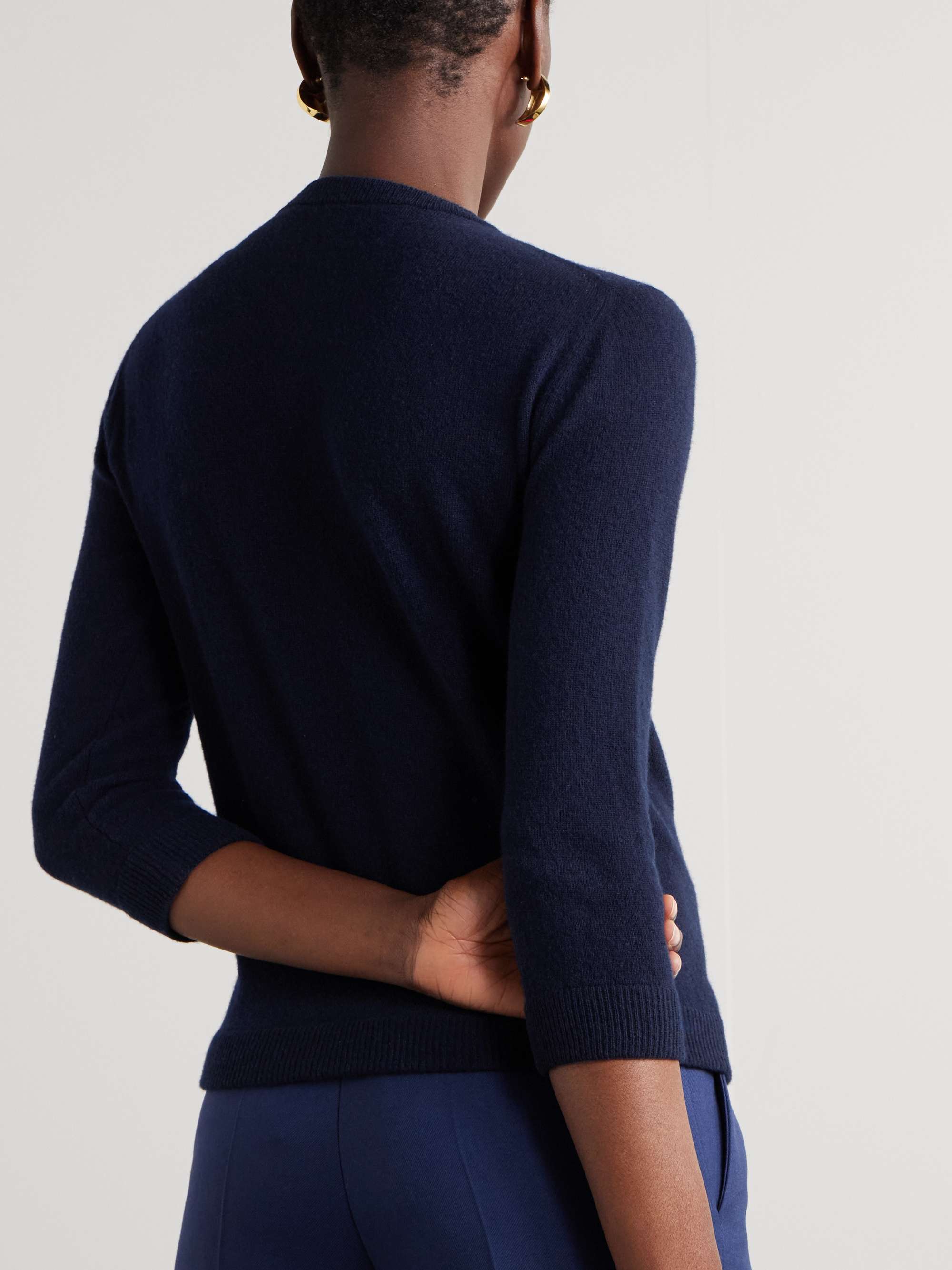 Silk satin-trimmed wool cardigan view