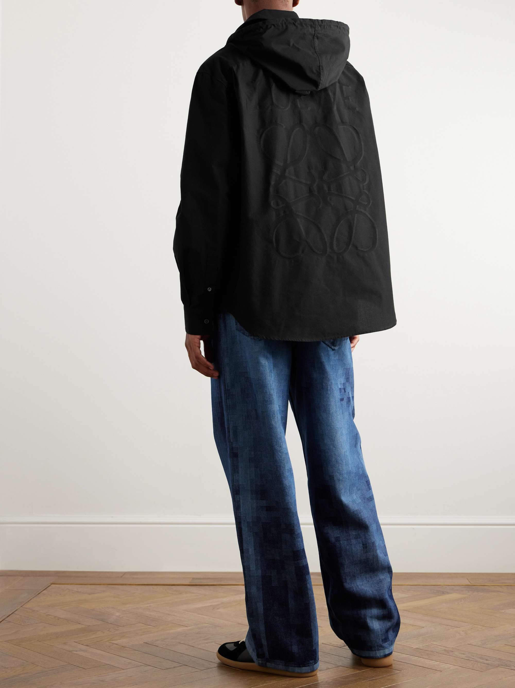 Cotton-Jacquard Hooded Overshirt view