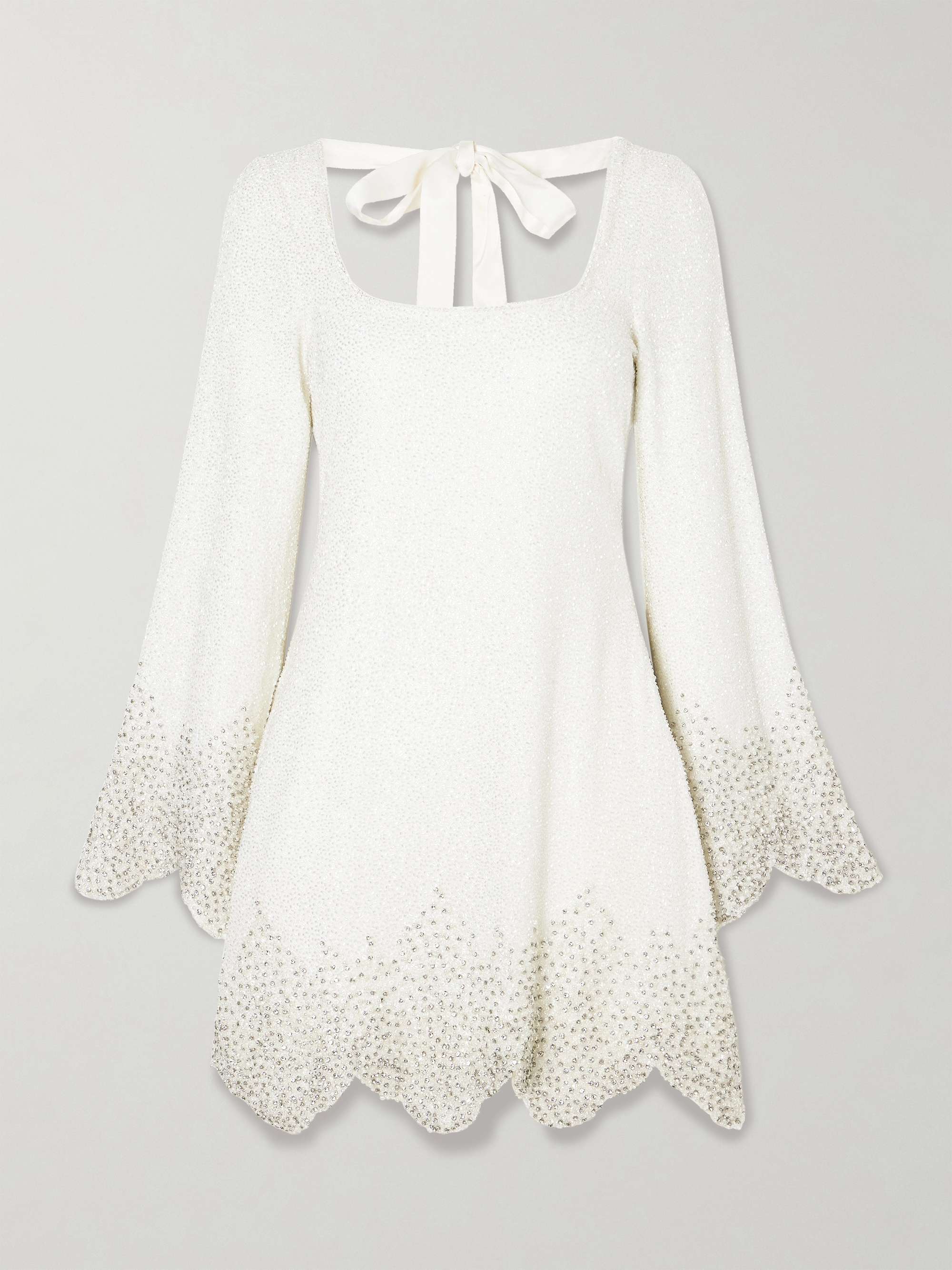 Embellished scalloped stretch-tulle mini dress view