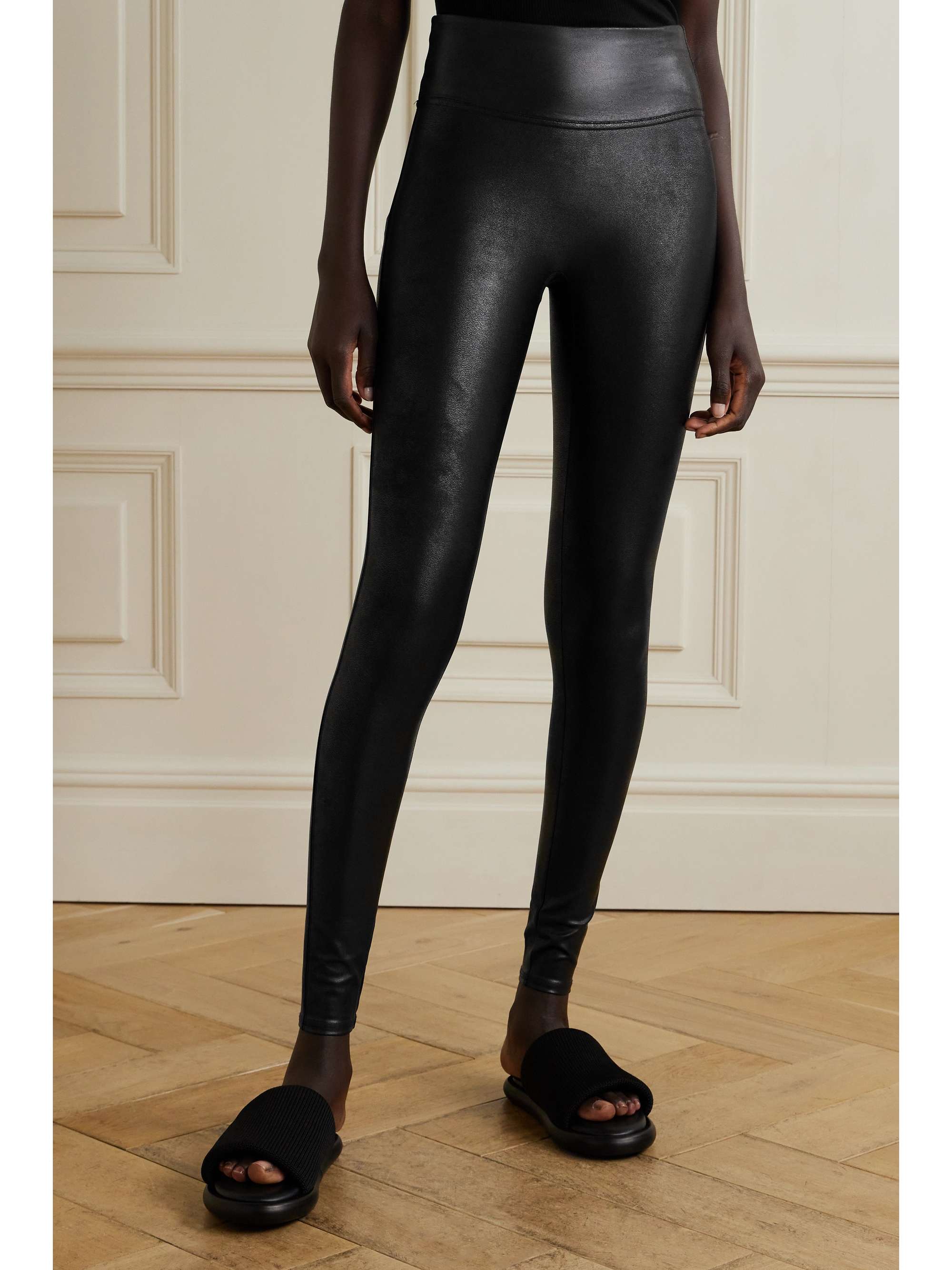 Faux faux stretch-leather leggings view