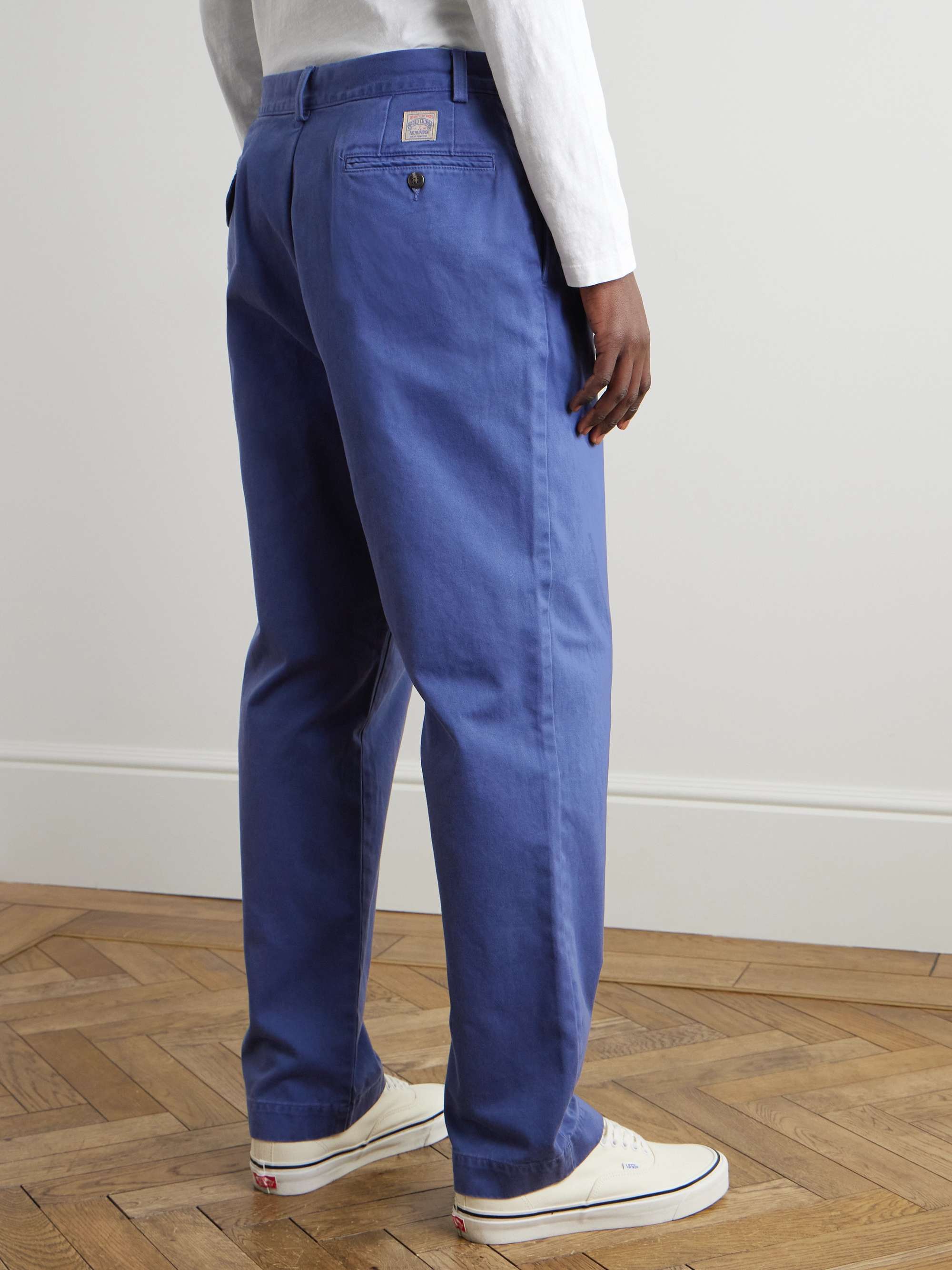 Whitman Straight-Leg Pleated Cotton-Twill Trousers view