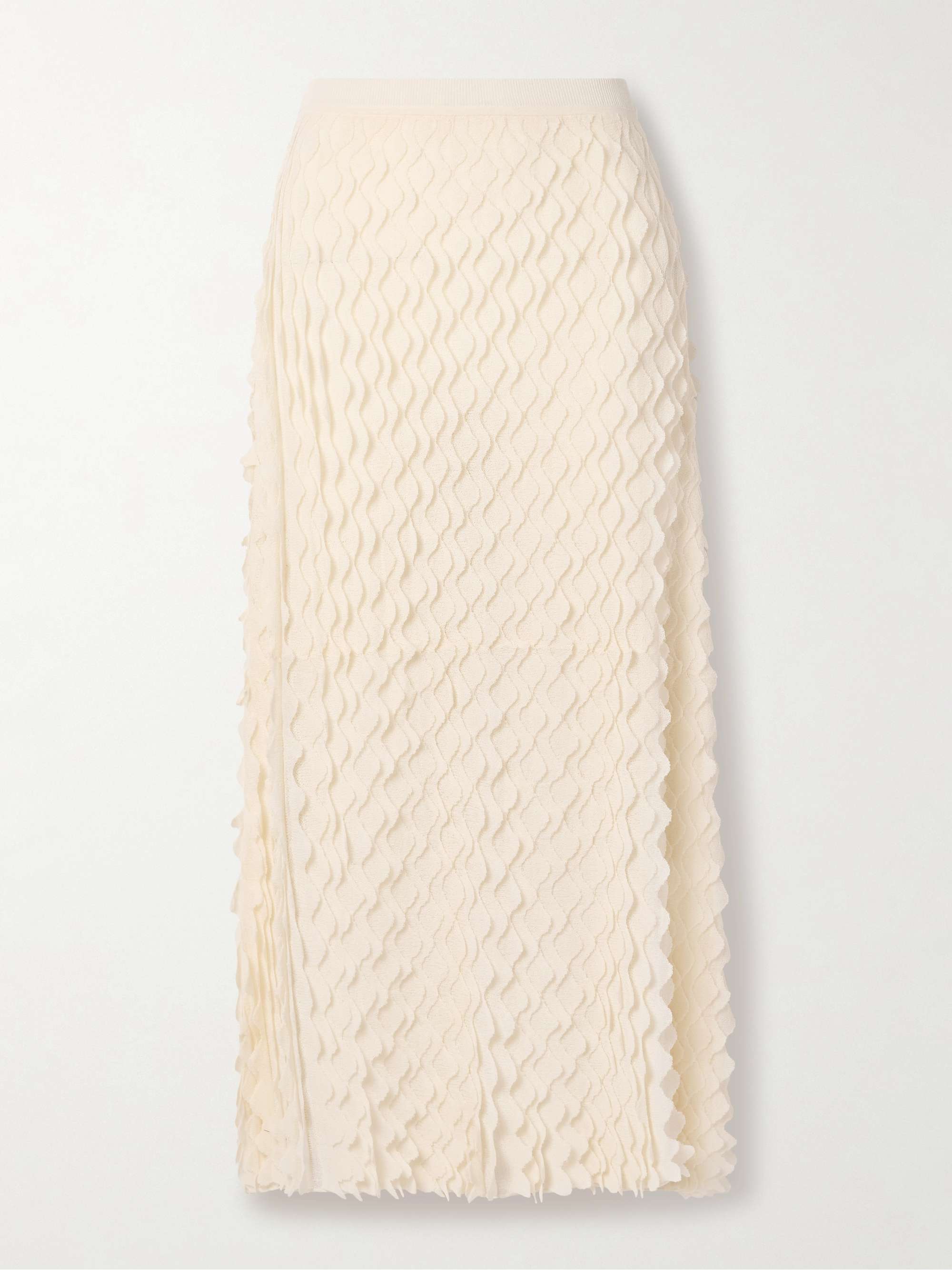 Willa layered scalloped cotton-blend midi skirt view