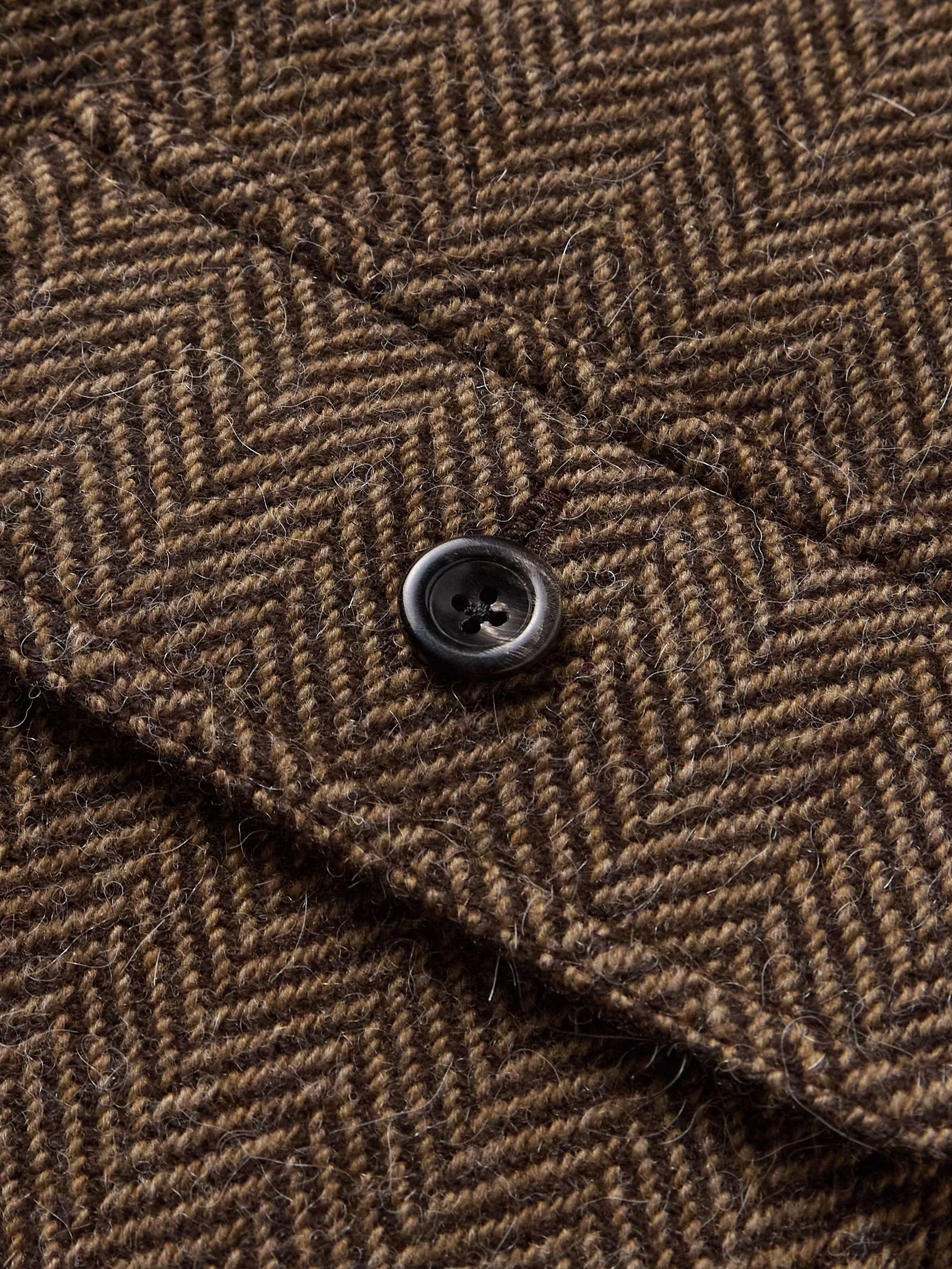 Edmund Herringbone Wool and Cashmere-Blend Overshirt view