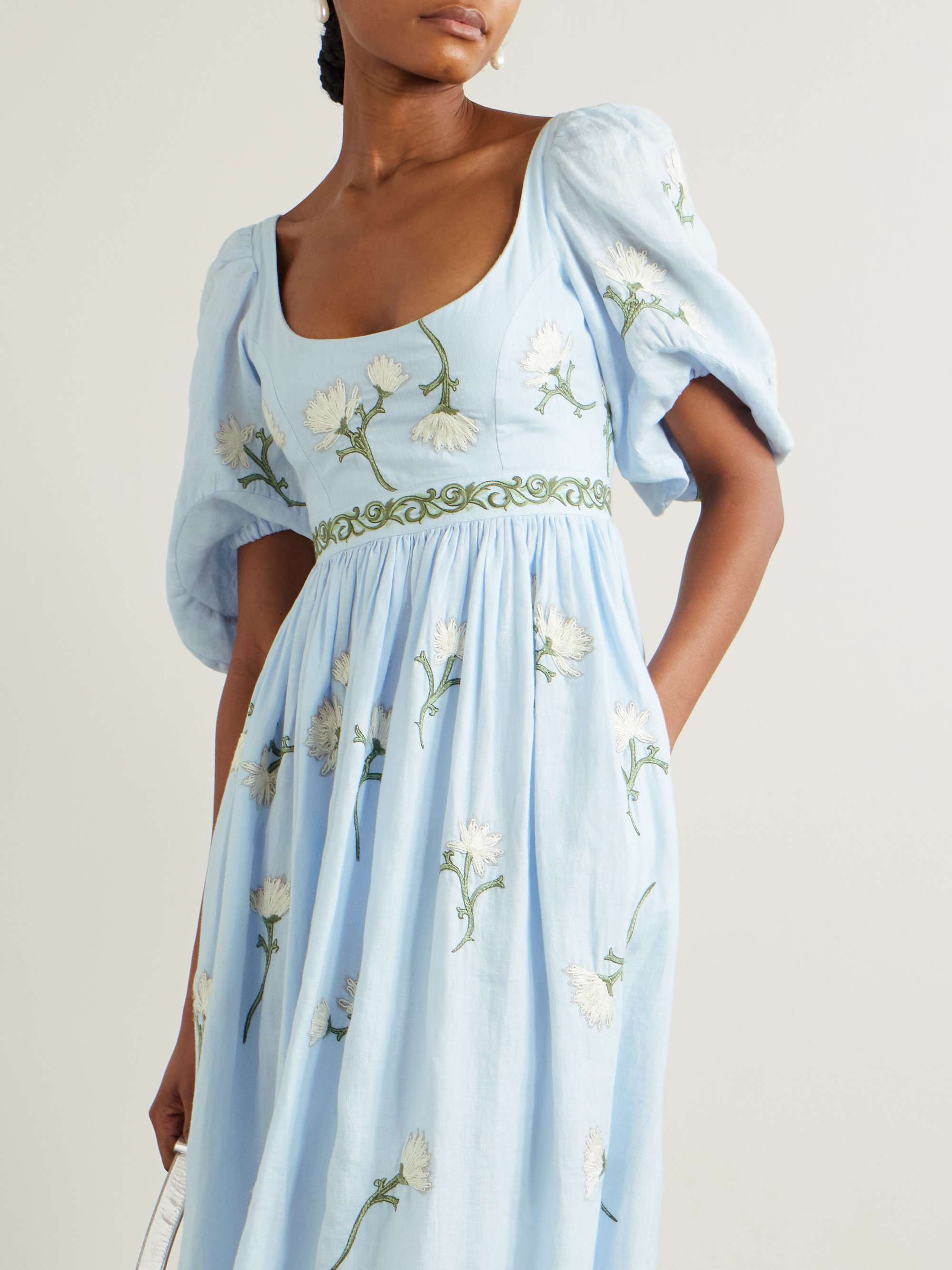 Viviane Soledad embroidered linen maxi dress view