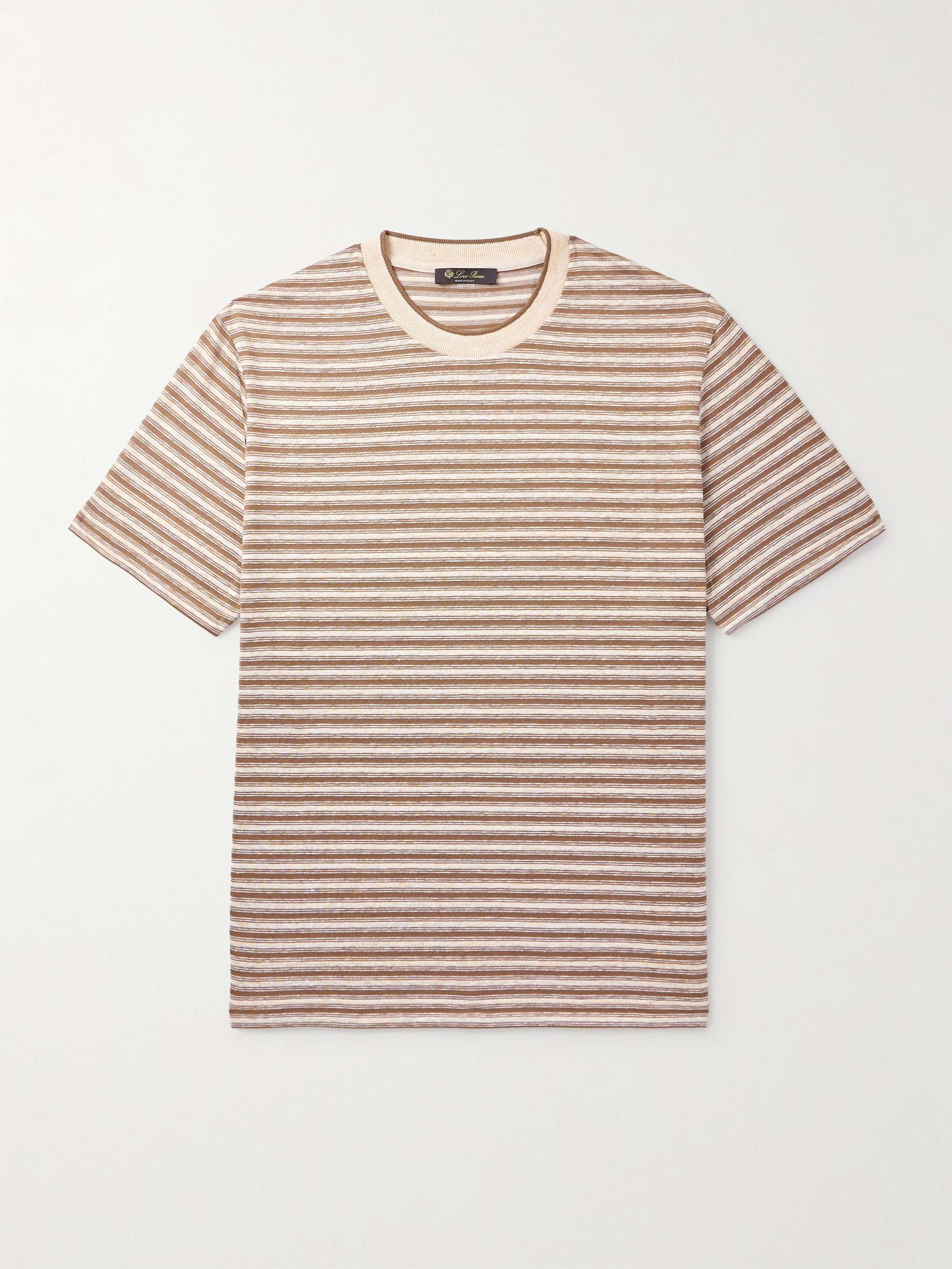 Elvo Striped Silk and Linen-Blend T-Shirt view