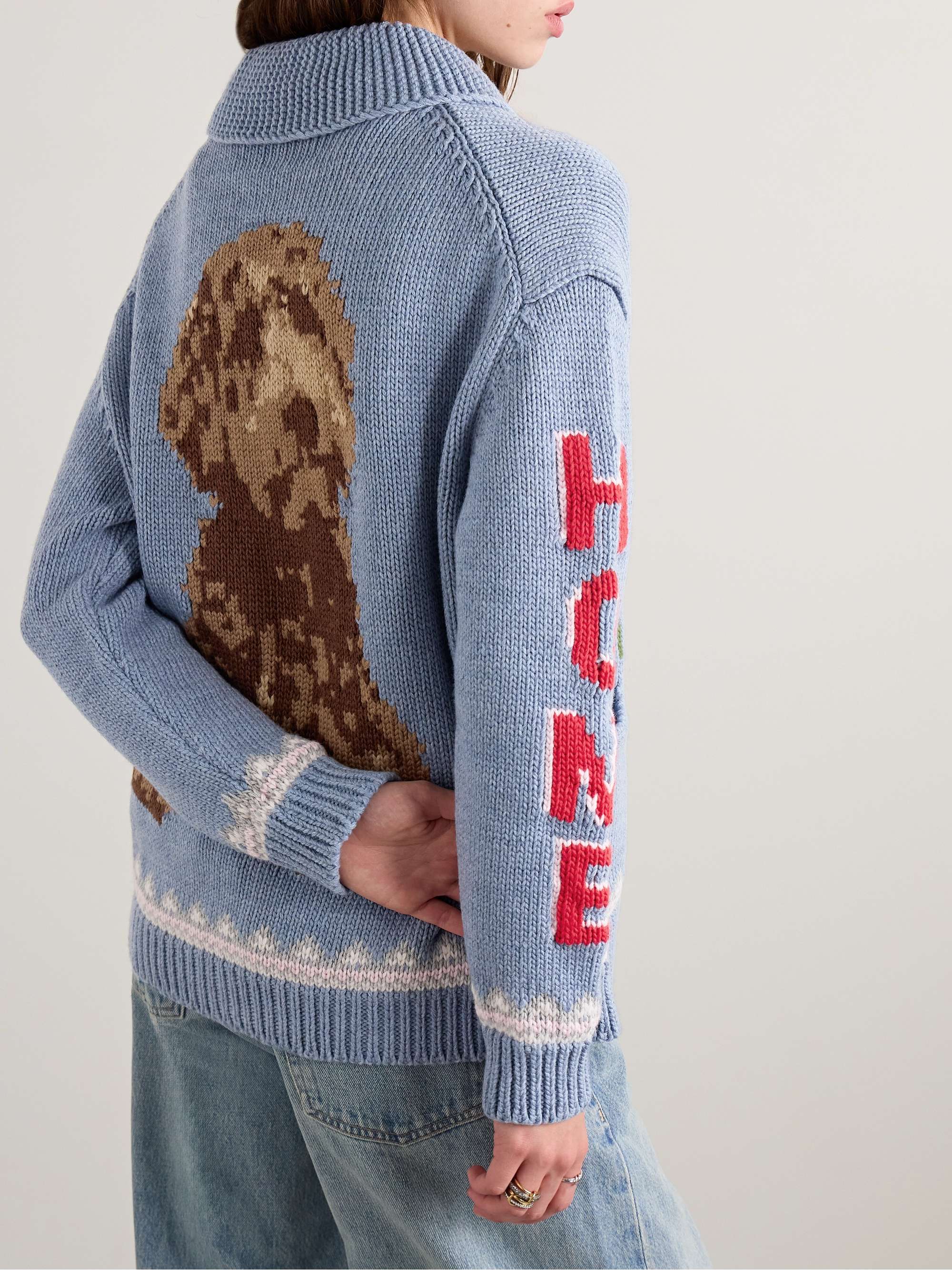 Maurice intarsia merino wool cardigan view