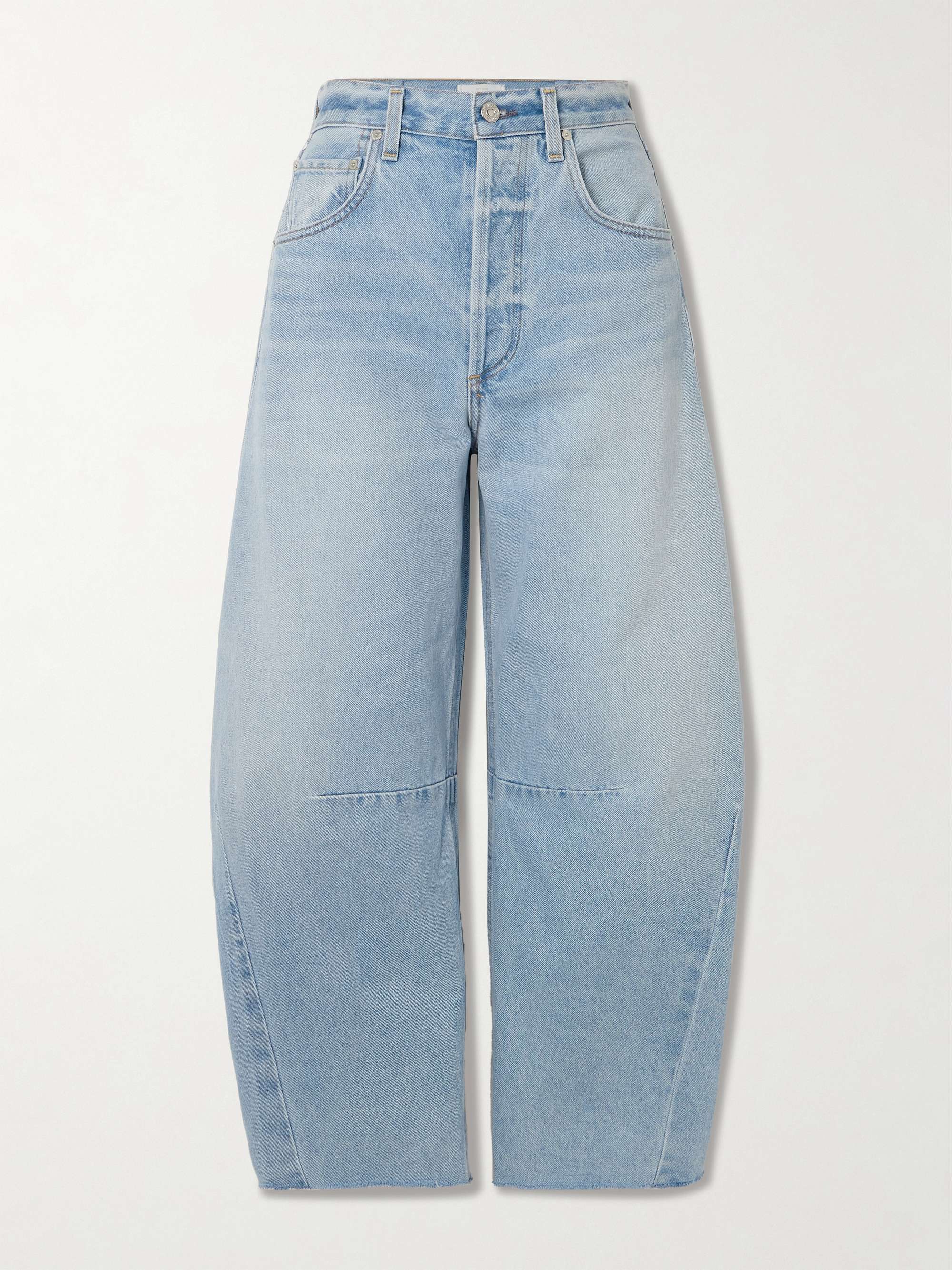 Horseshoe frayed high-rise wide-leg jeans view