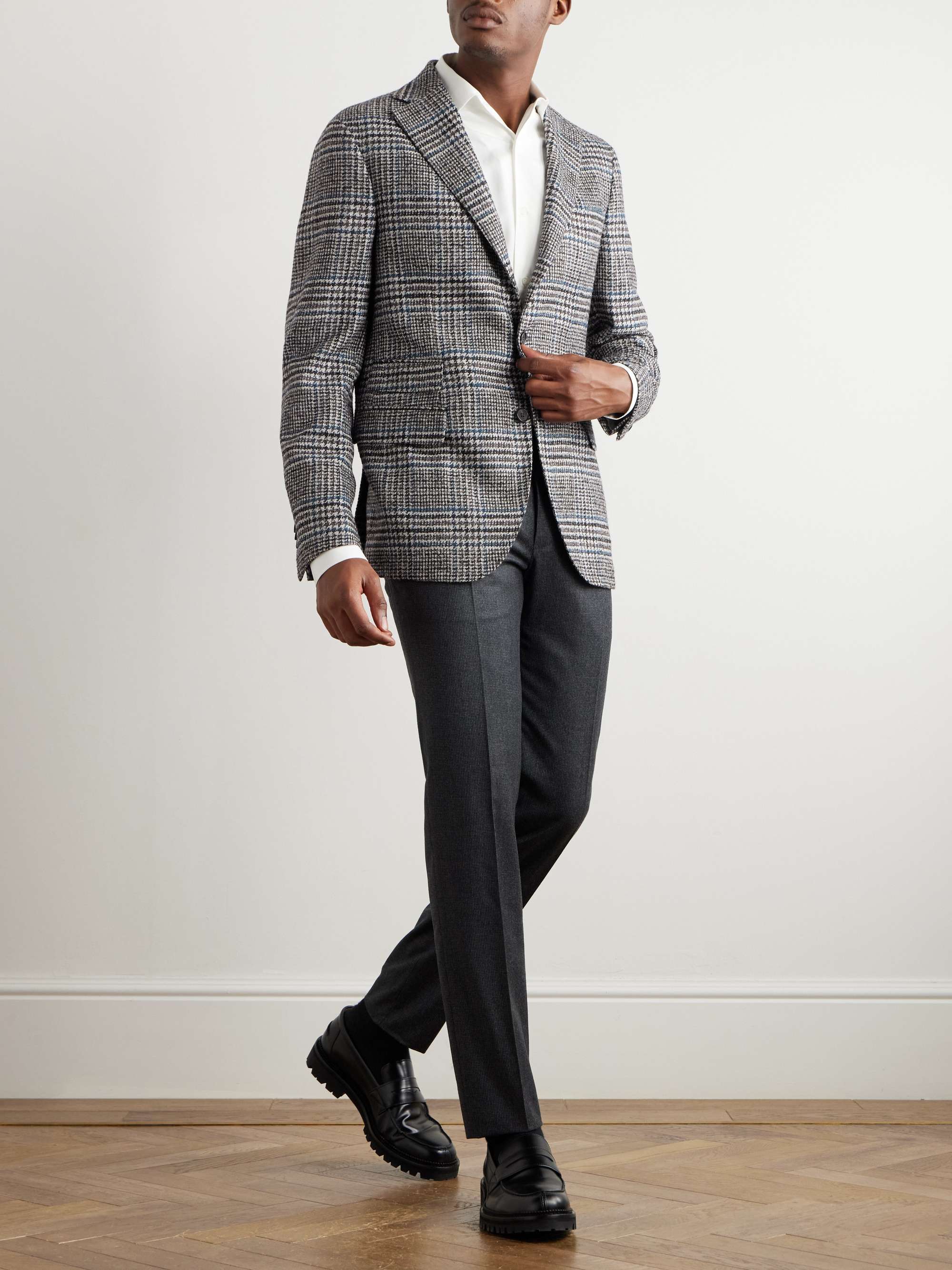 Montedoro Checked Wool-Blend Blazer view