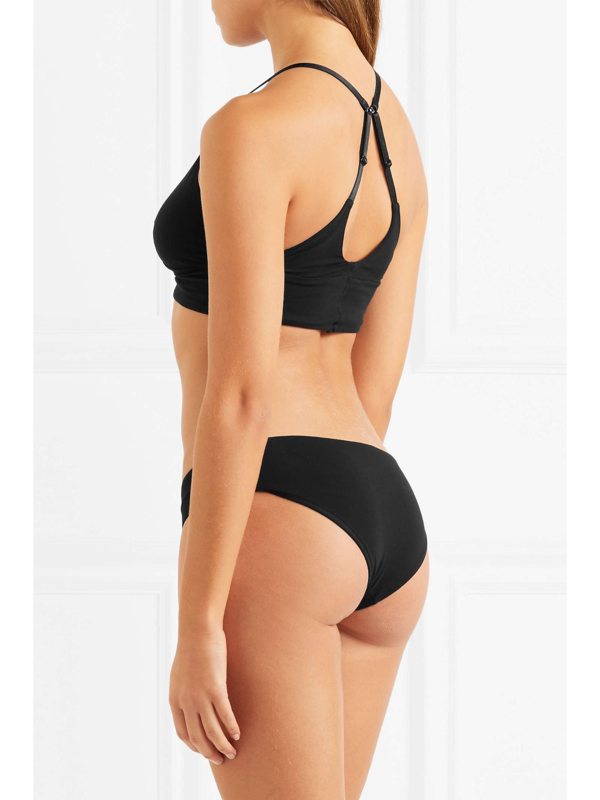 + NET SUSTAIN Helen set of two organic Pima cotton-blend jersey soft-cup triangle bras view