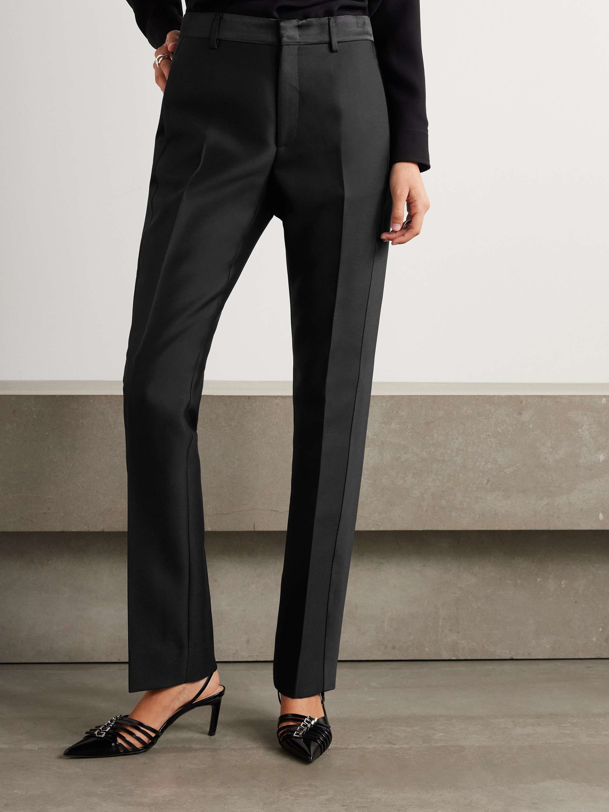 Wool and silk-blend gabardine straight-leg pants view