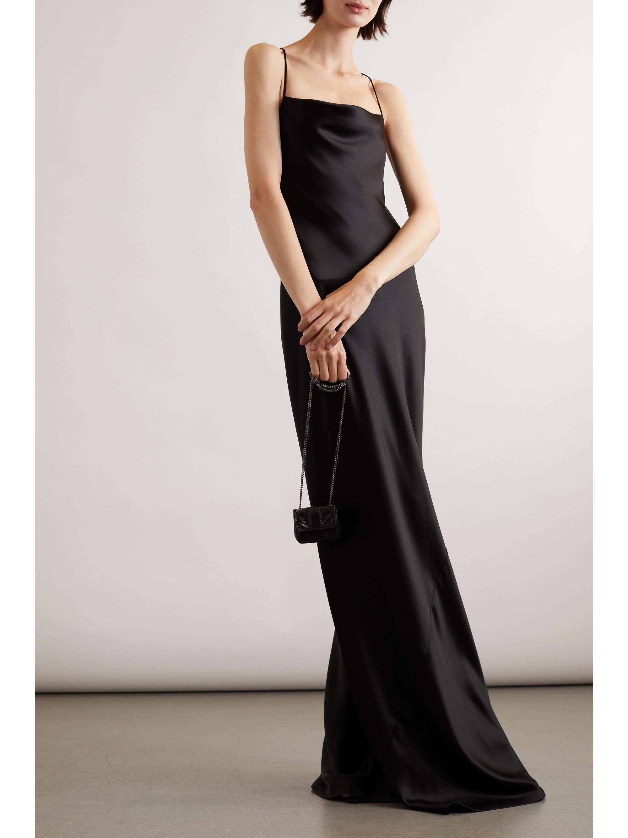 Open-back silk-satin gown view