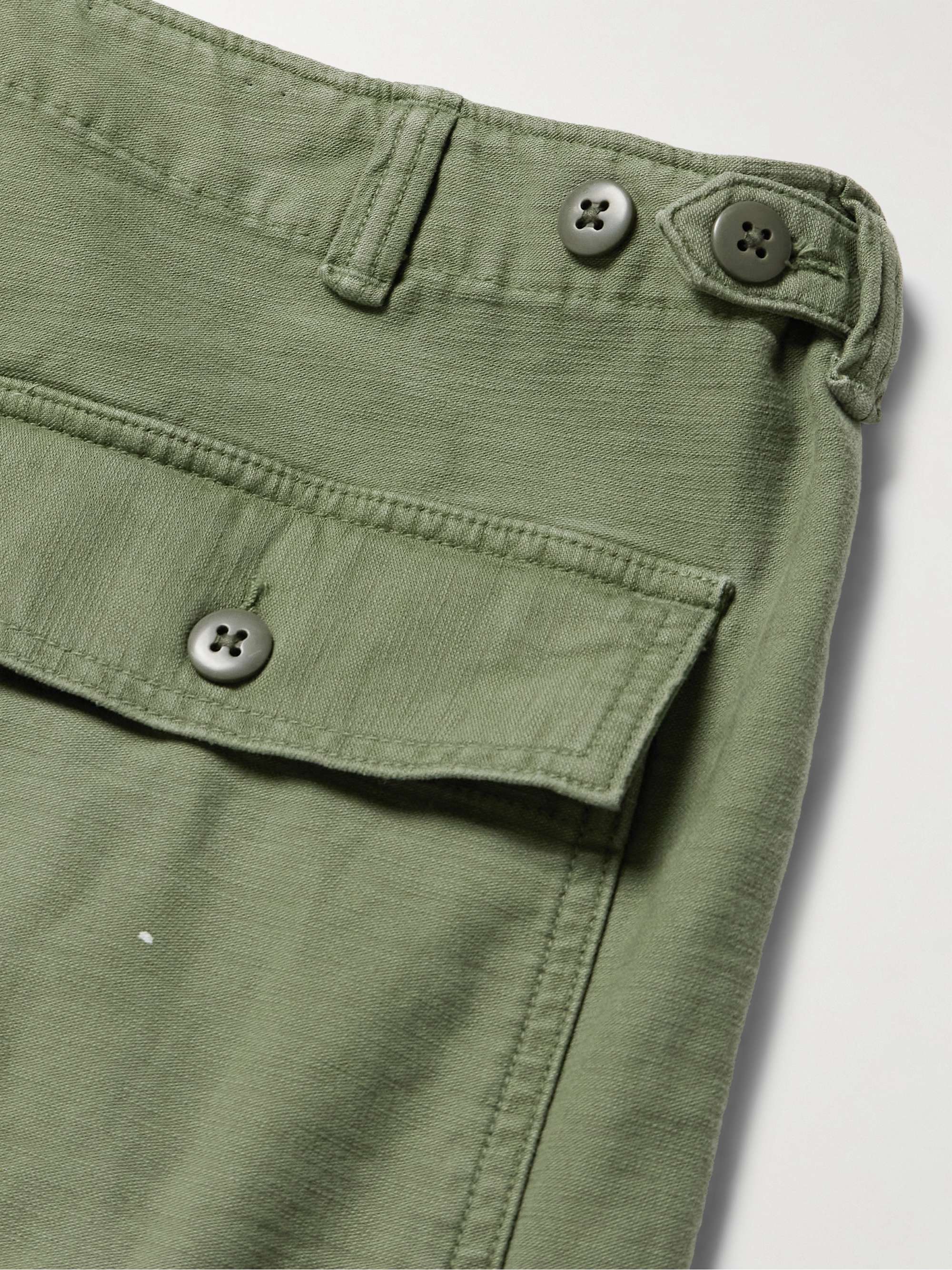 Straight-Leg Paint-Splattered Cotton-Sateen Cargo Trousers view