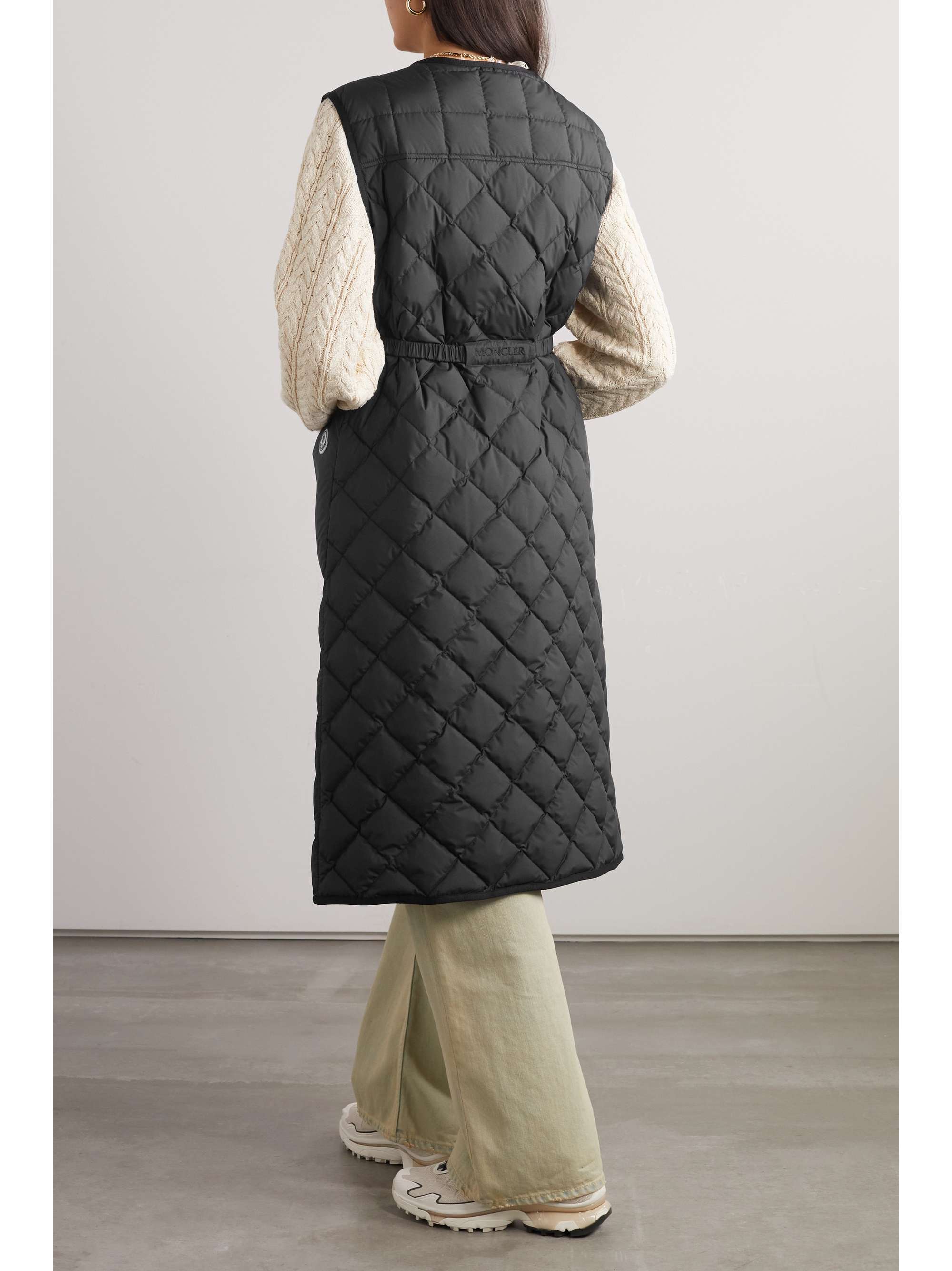 Butor appliquéd belted quilted shell down gilet view
