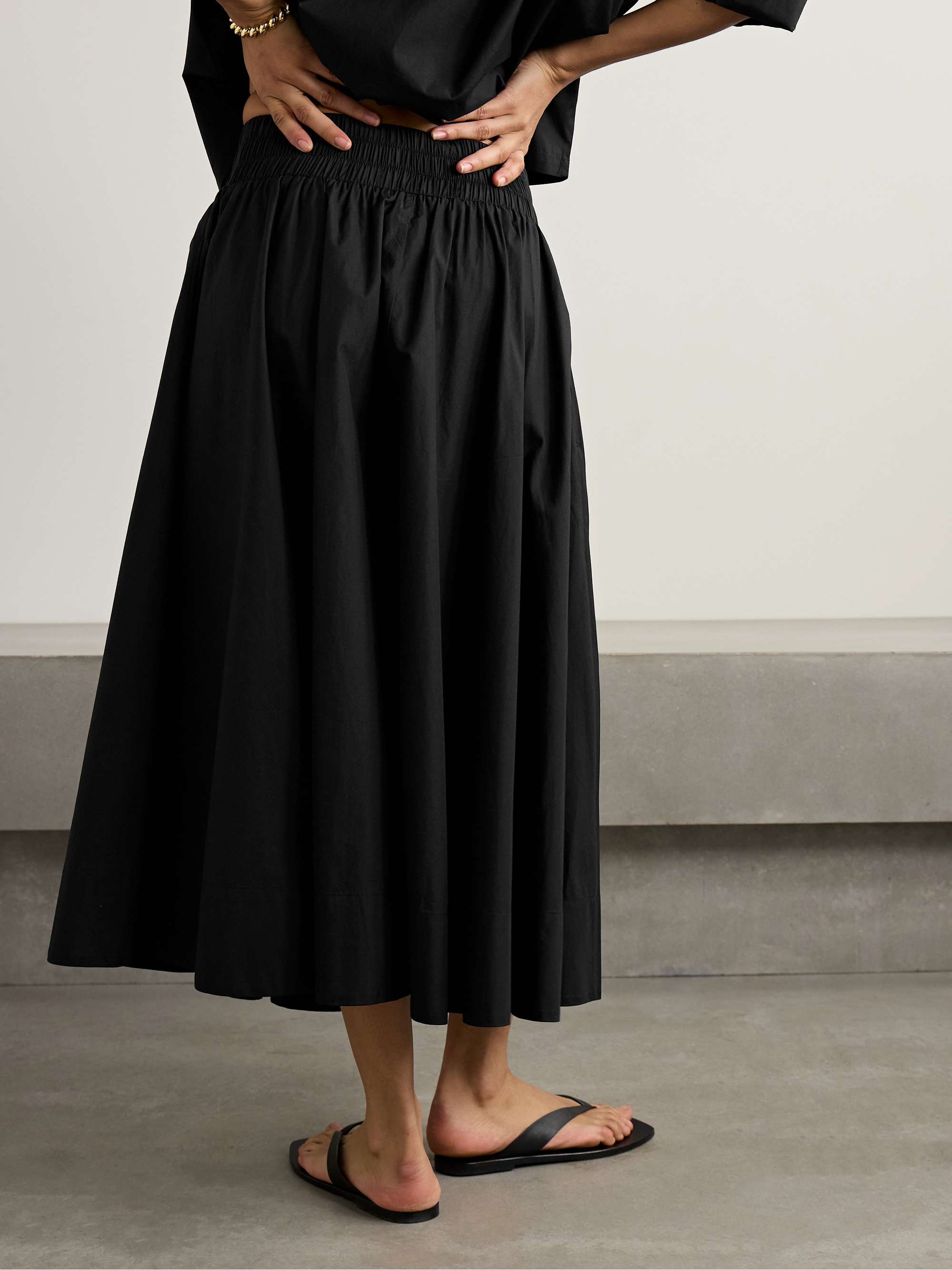 The Kyria gathered cotton-poplin midi skirt view