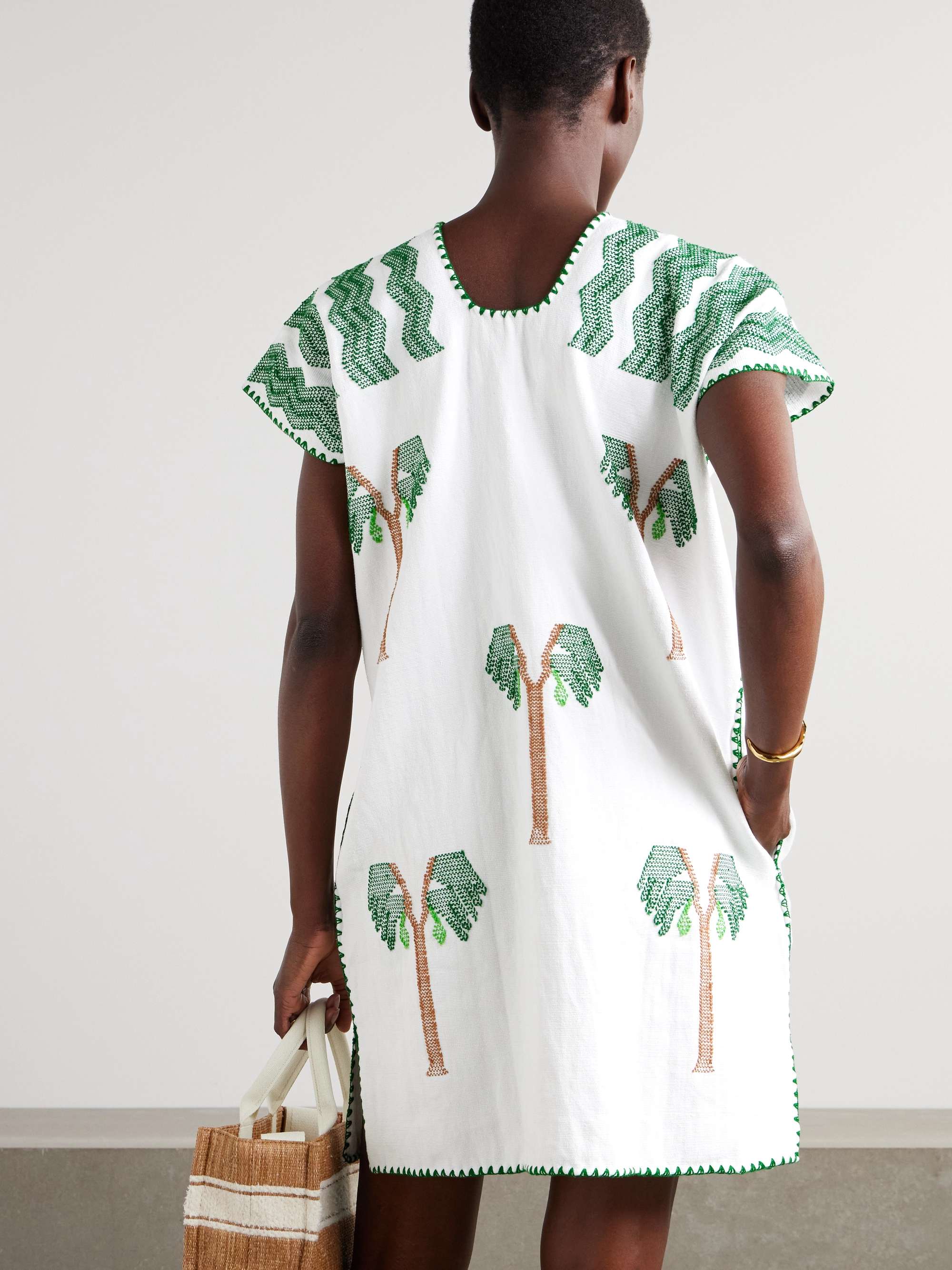 Embroidered cotton huipil view