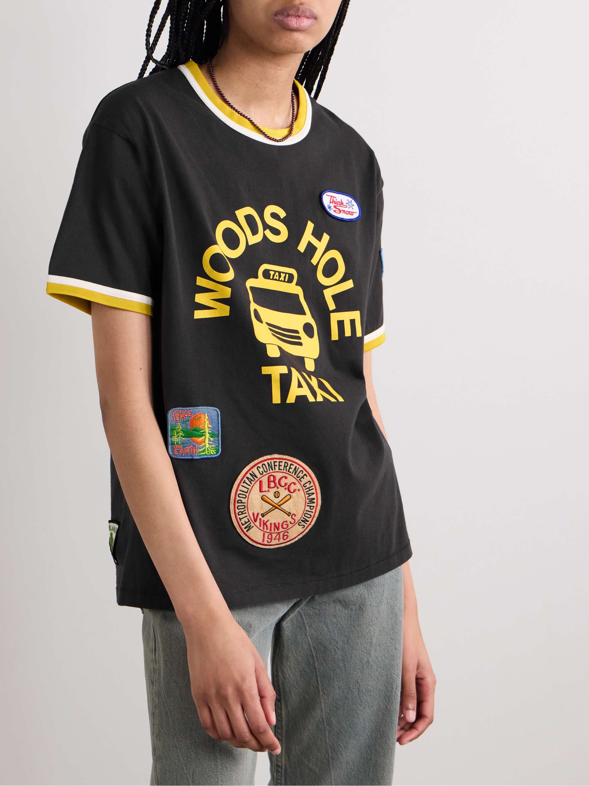 Discount Taxi appliquéd cotton-jersey T-shirt view