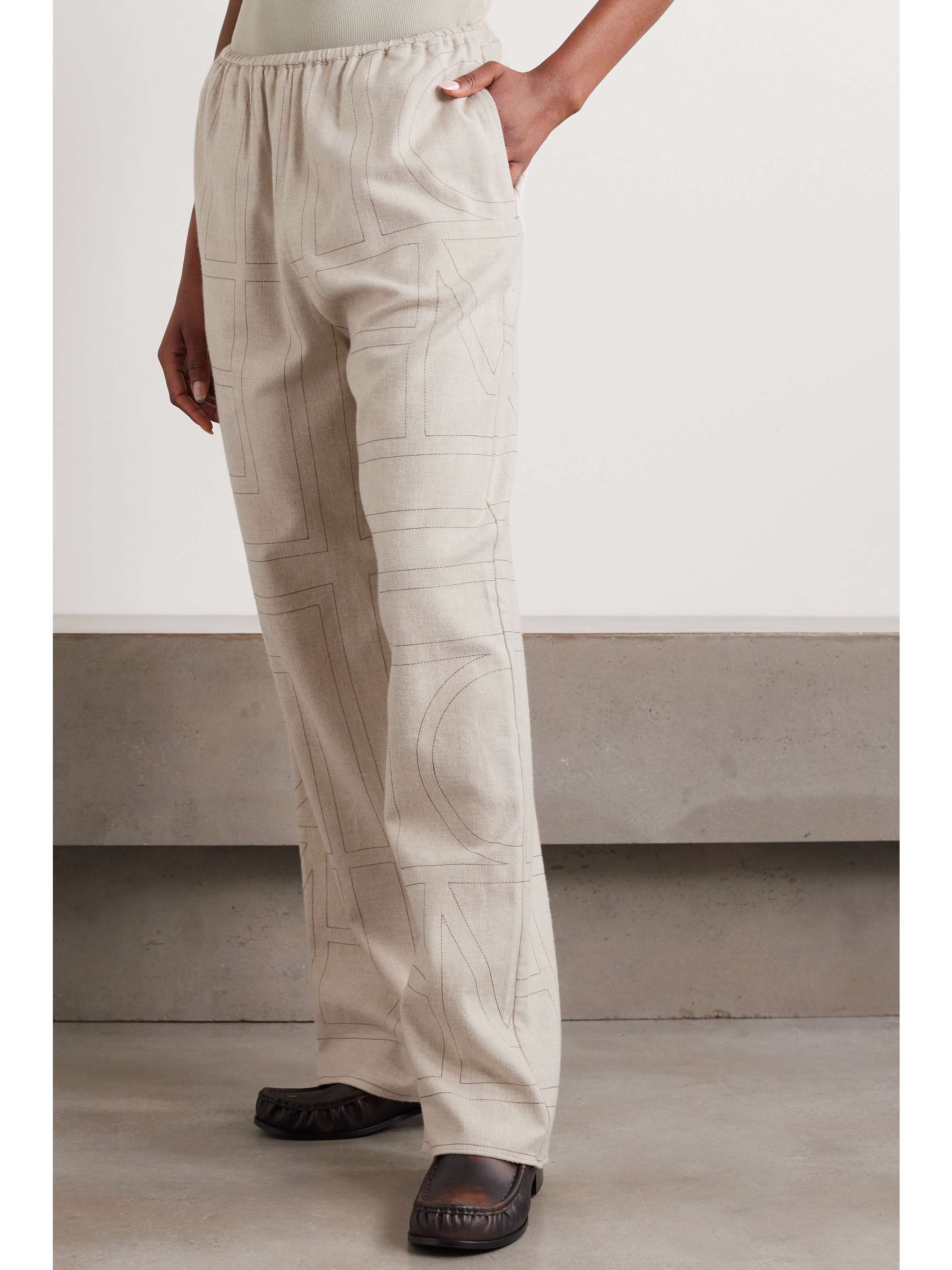 + NET SUSTAIN embroidered LENZING™ Modal-flannel wide-leg pants view