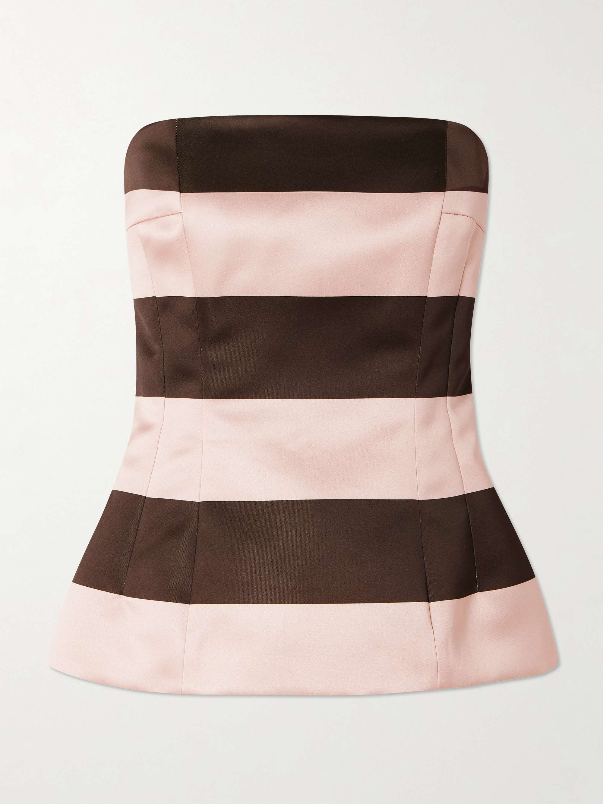 Kerina striped strapless duchesse-satin top view
