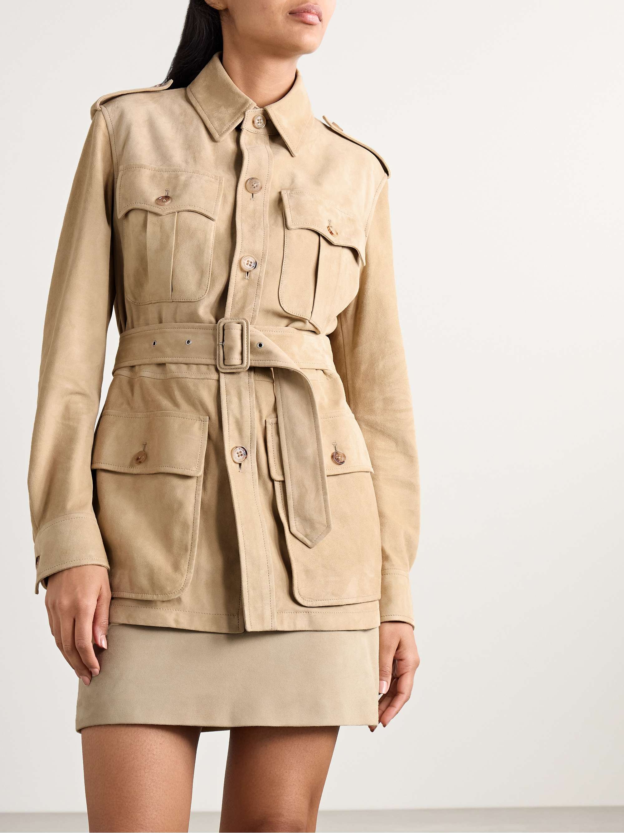 Gabbie belted suede jacket view
