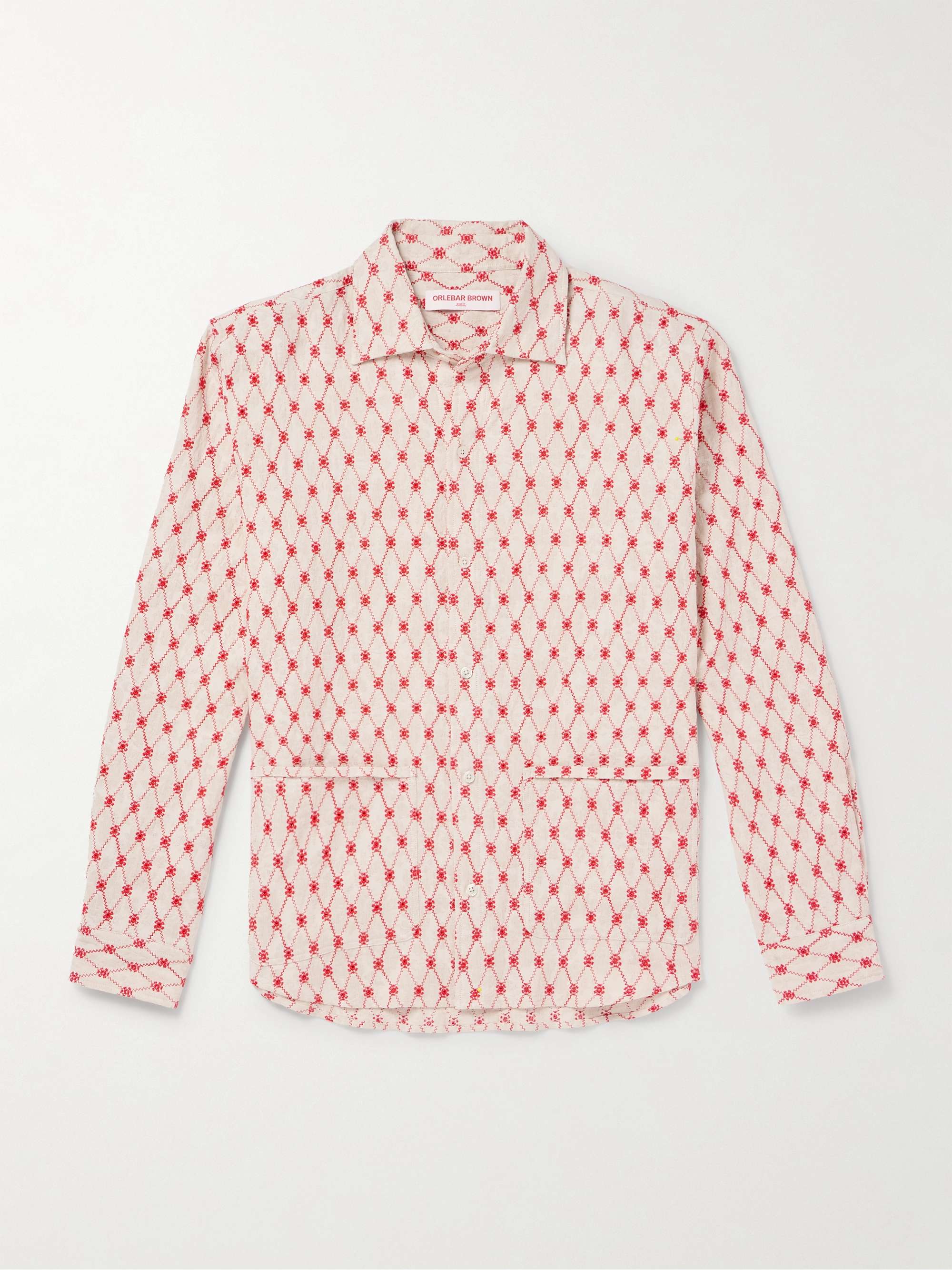 Barkley Embroidered Cotton and Linen-Blend Jacquard Shirt view