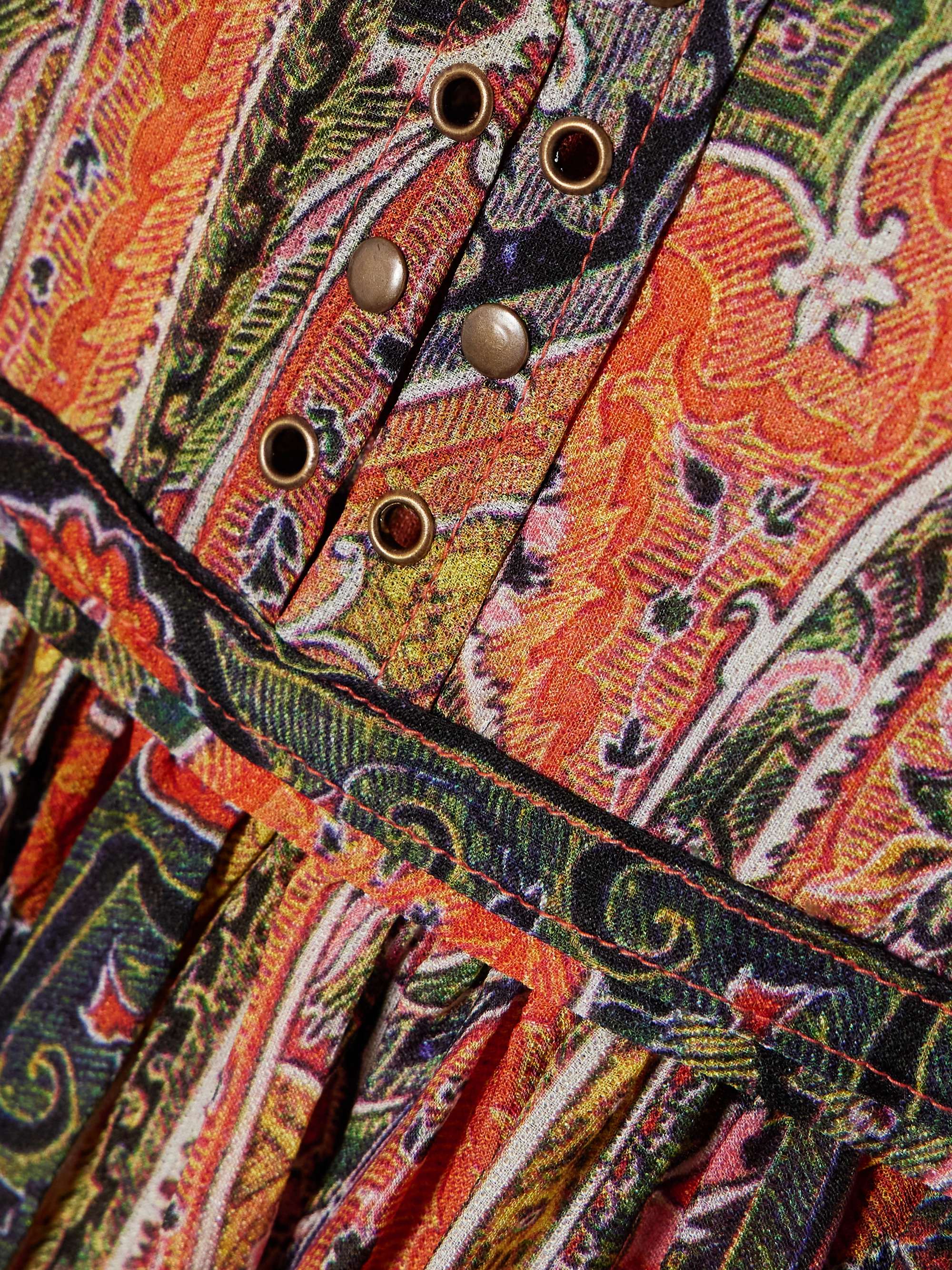 Melinda belted embellished printed silk-voile maxi dress view