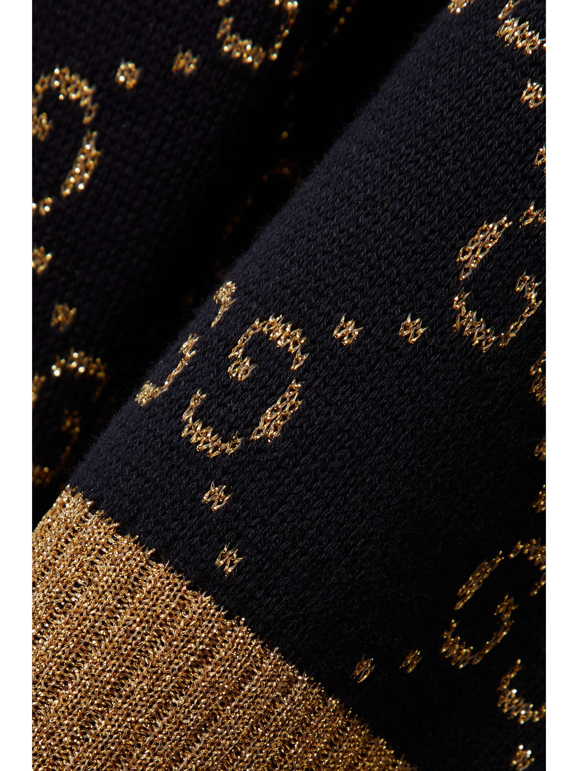 Metallic jacquard-knit cotton-blend sweater view