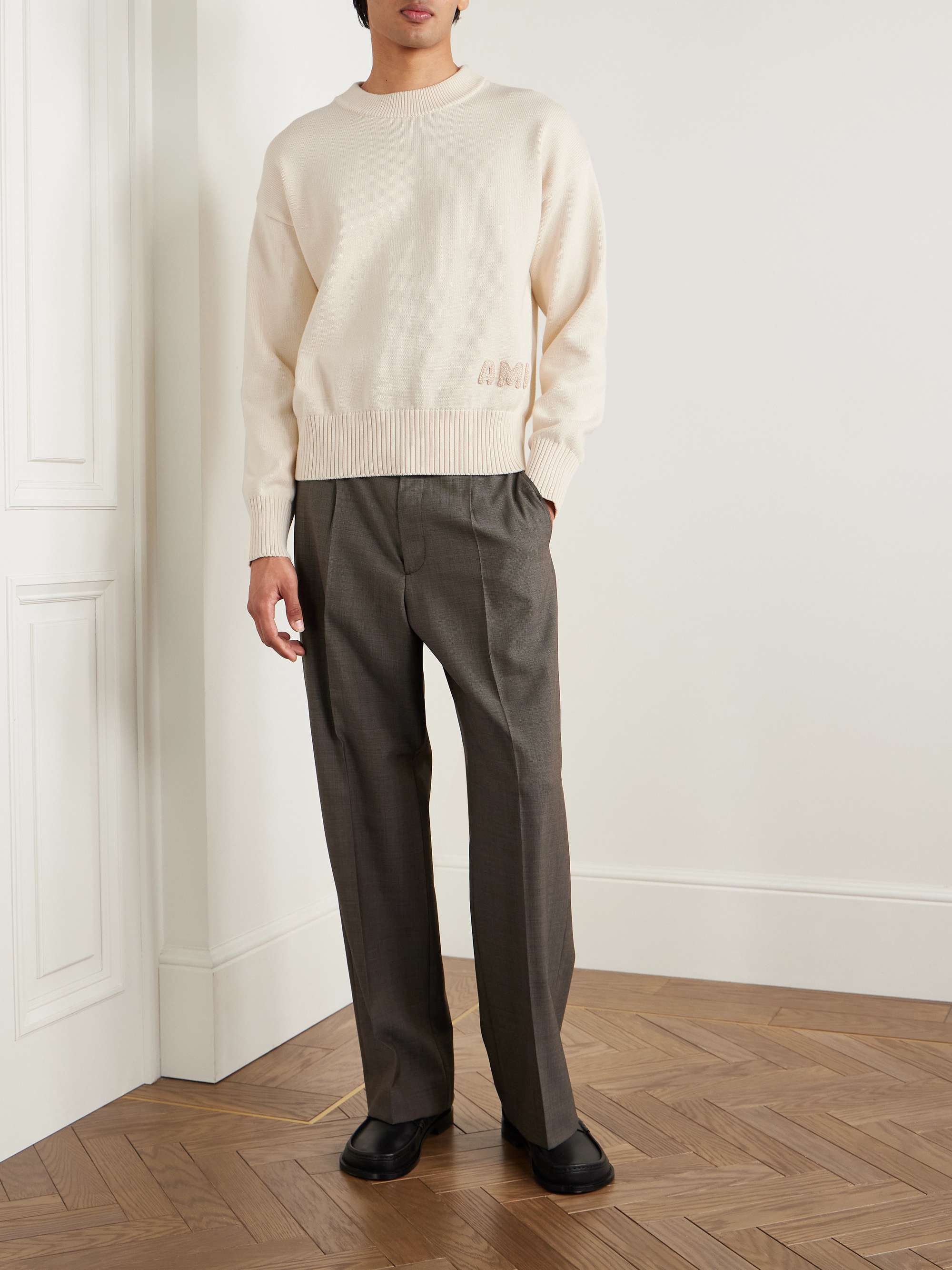 Logo-Appliquéd Organic Cotton and Wool-Blend Sweater view