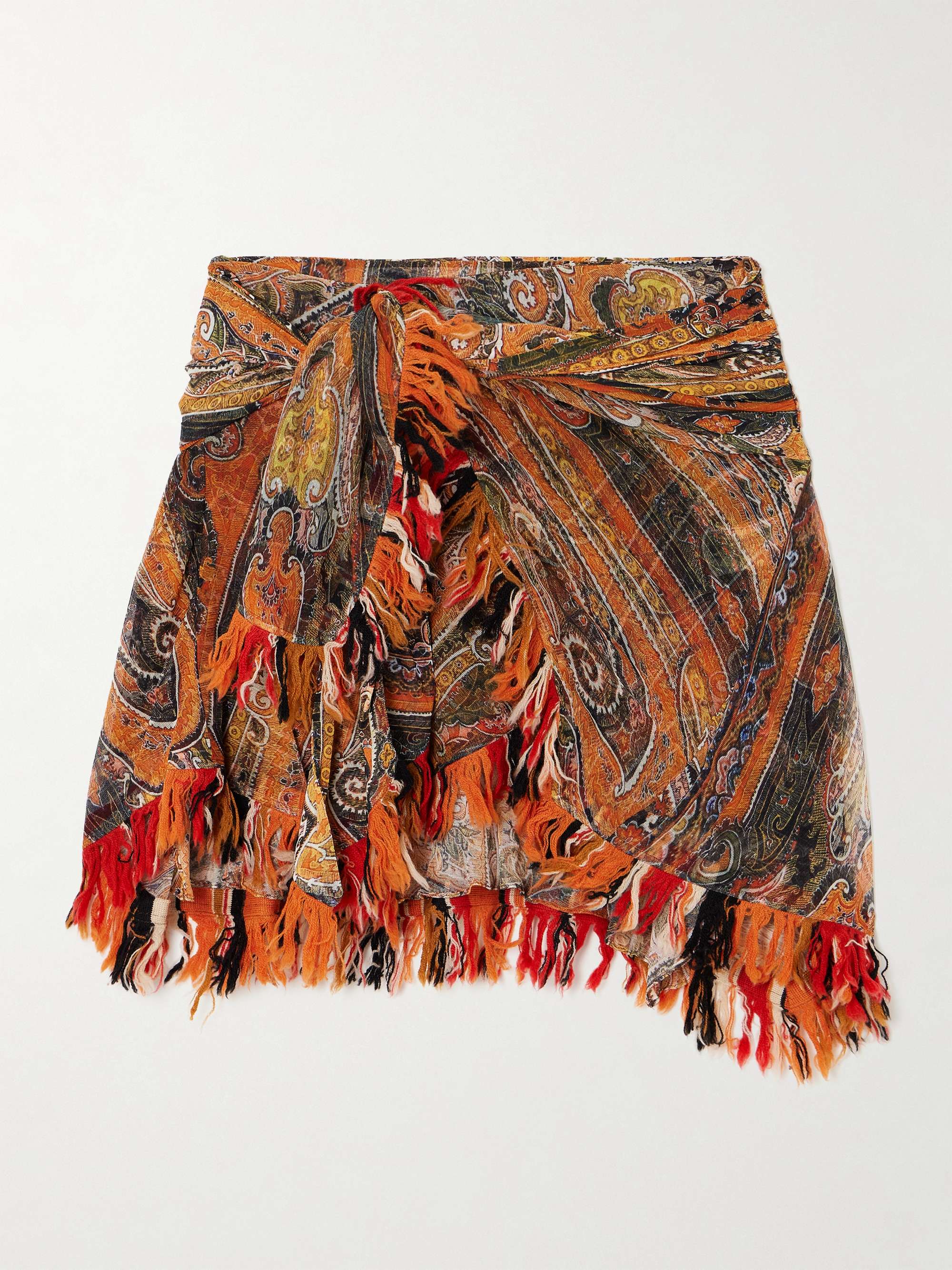 Dova shirred paisley-print georgette mini skirt view