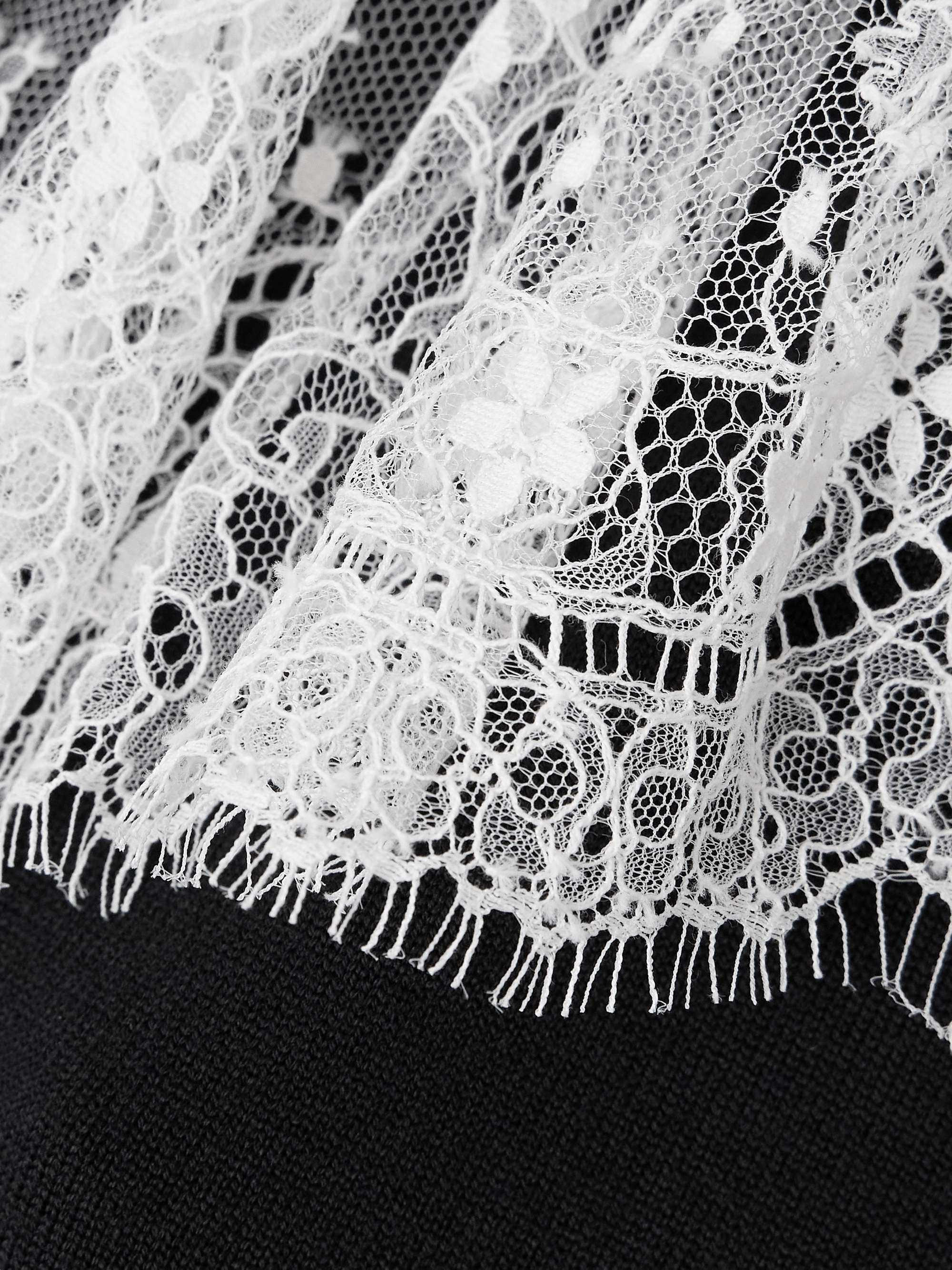 Bow-embellished striped lace-trimmed wool sweater view