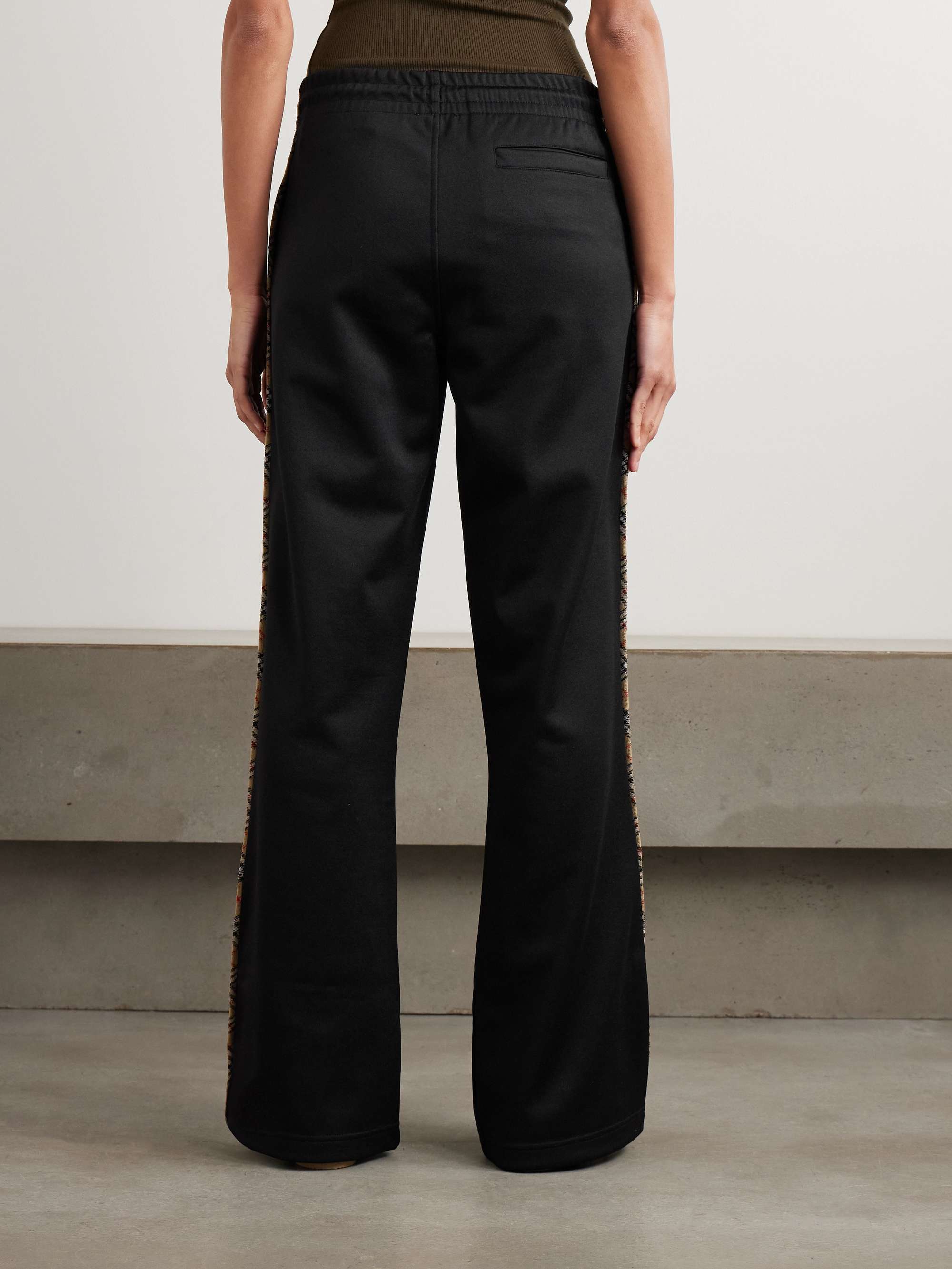 Checked piqué-trimmed jersey flared track pants view