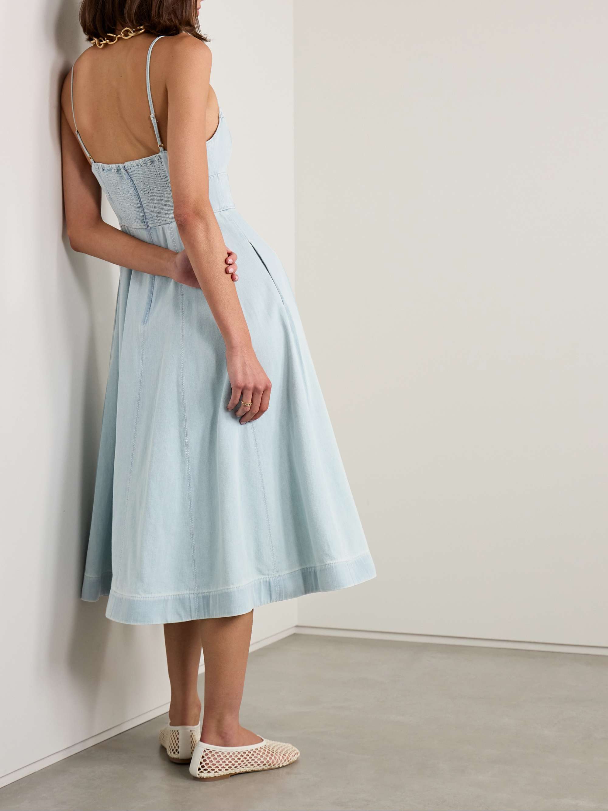 Acacia paneled denim midi dress view