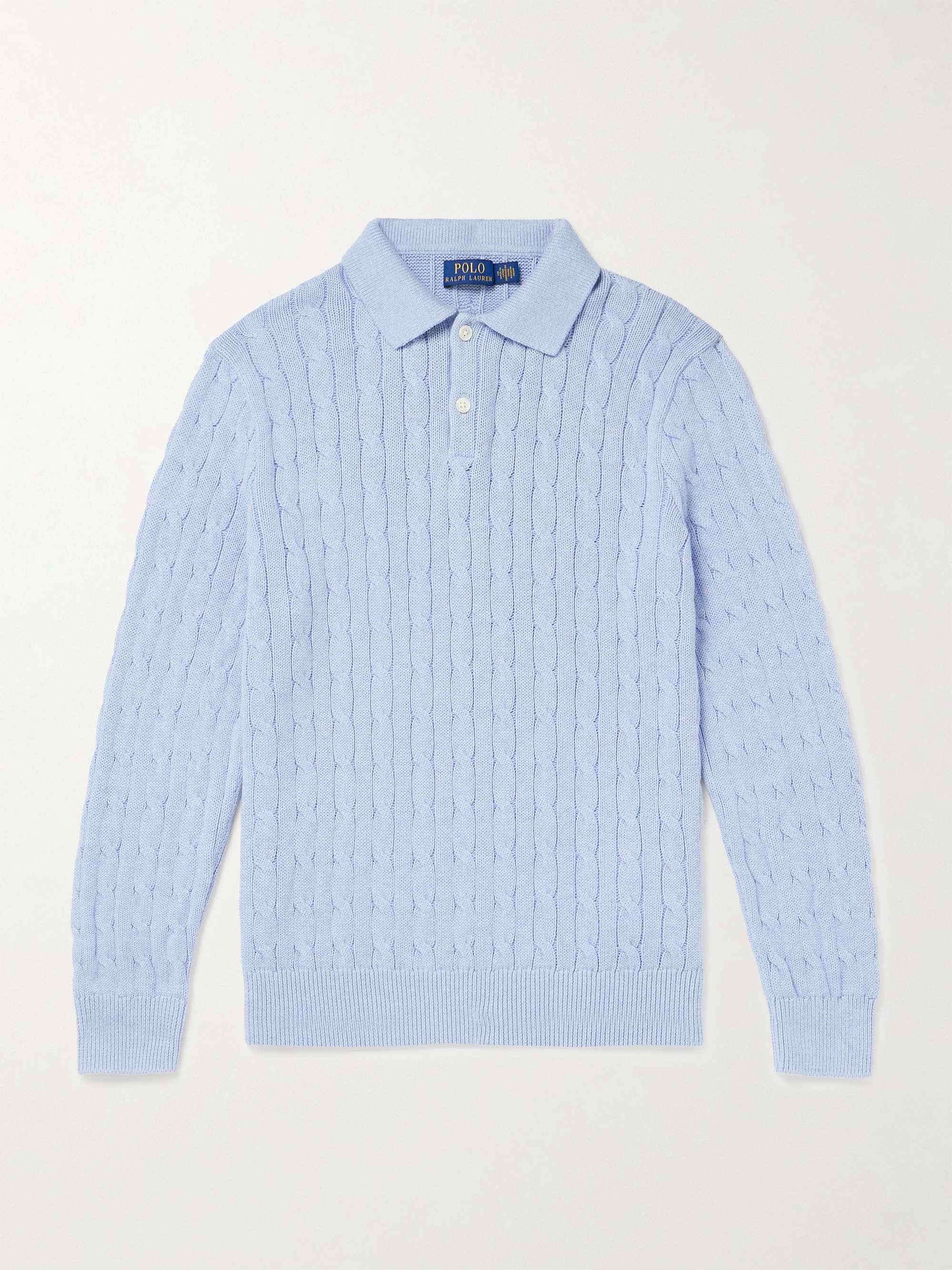 Cable-Knit Cashmere Polo Shirt view