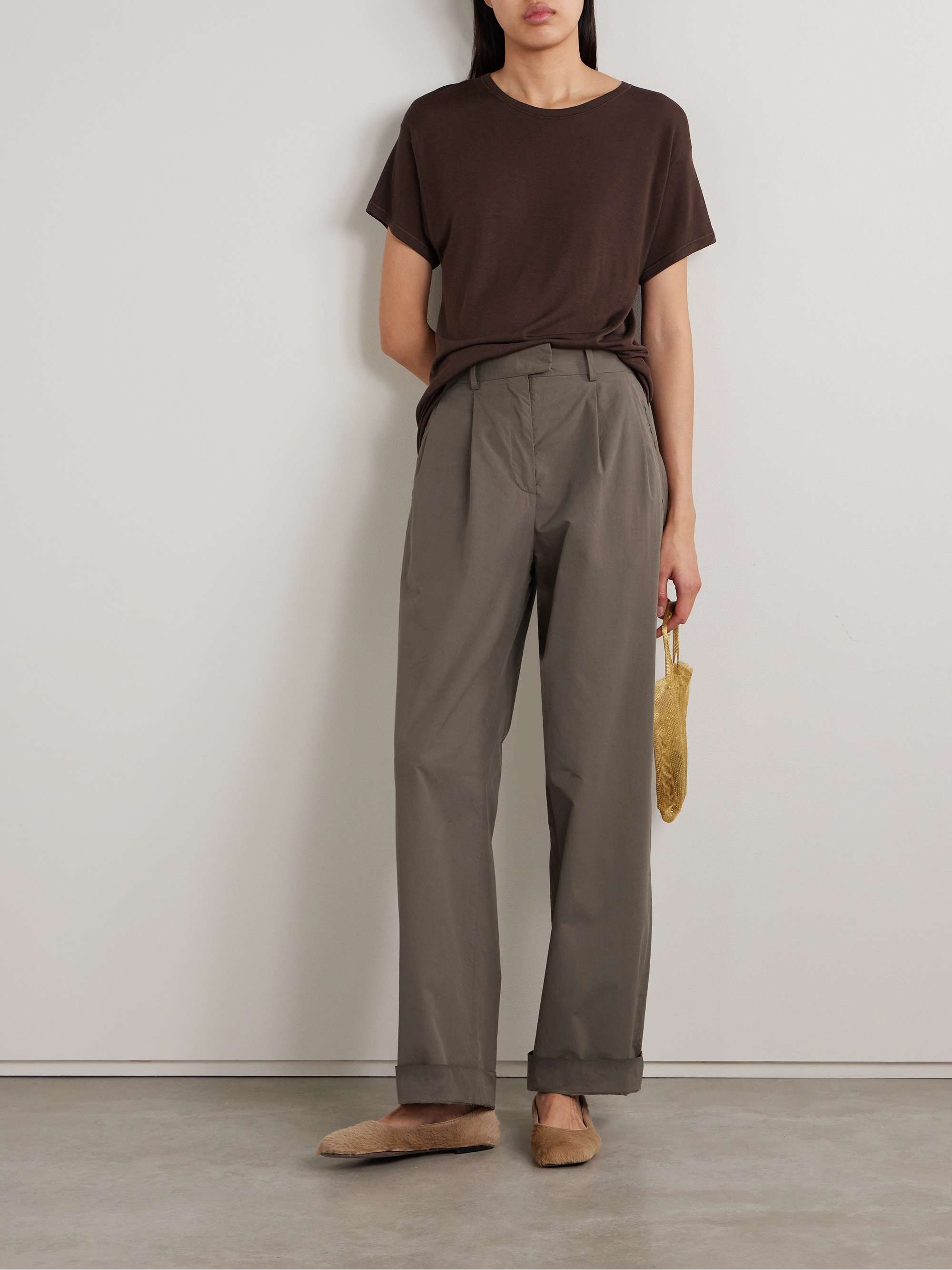 Alfidis pleated cotton-twill wide-leg pants view
