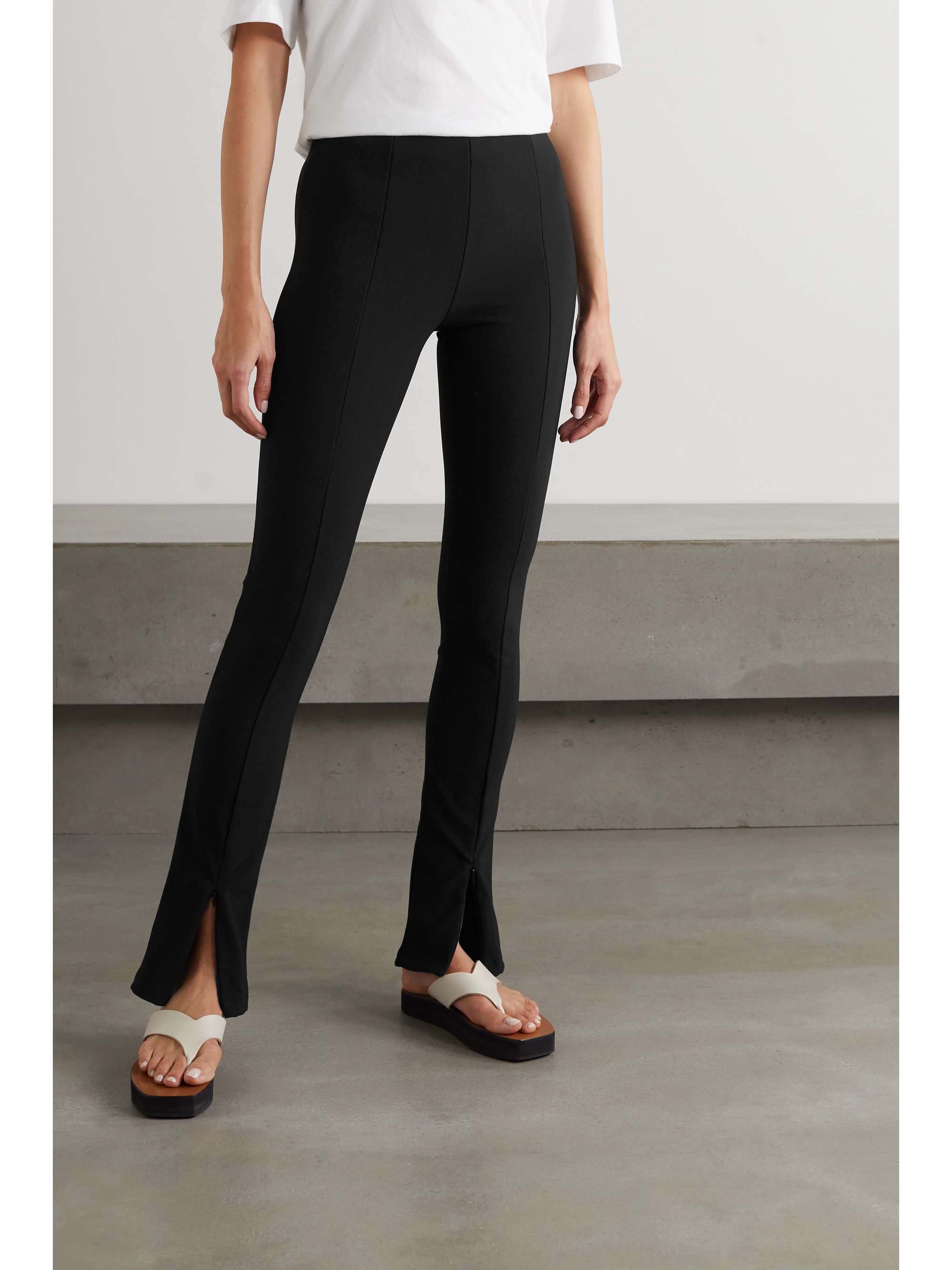 Reya ribbed stretch-jersey flared leggings view