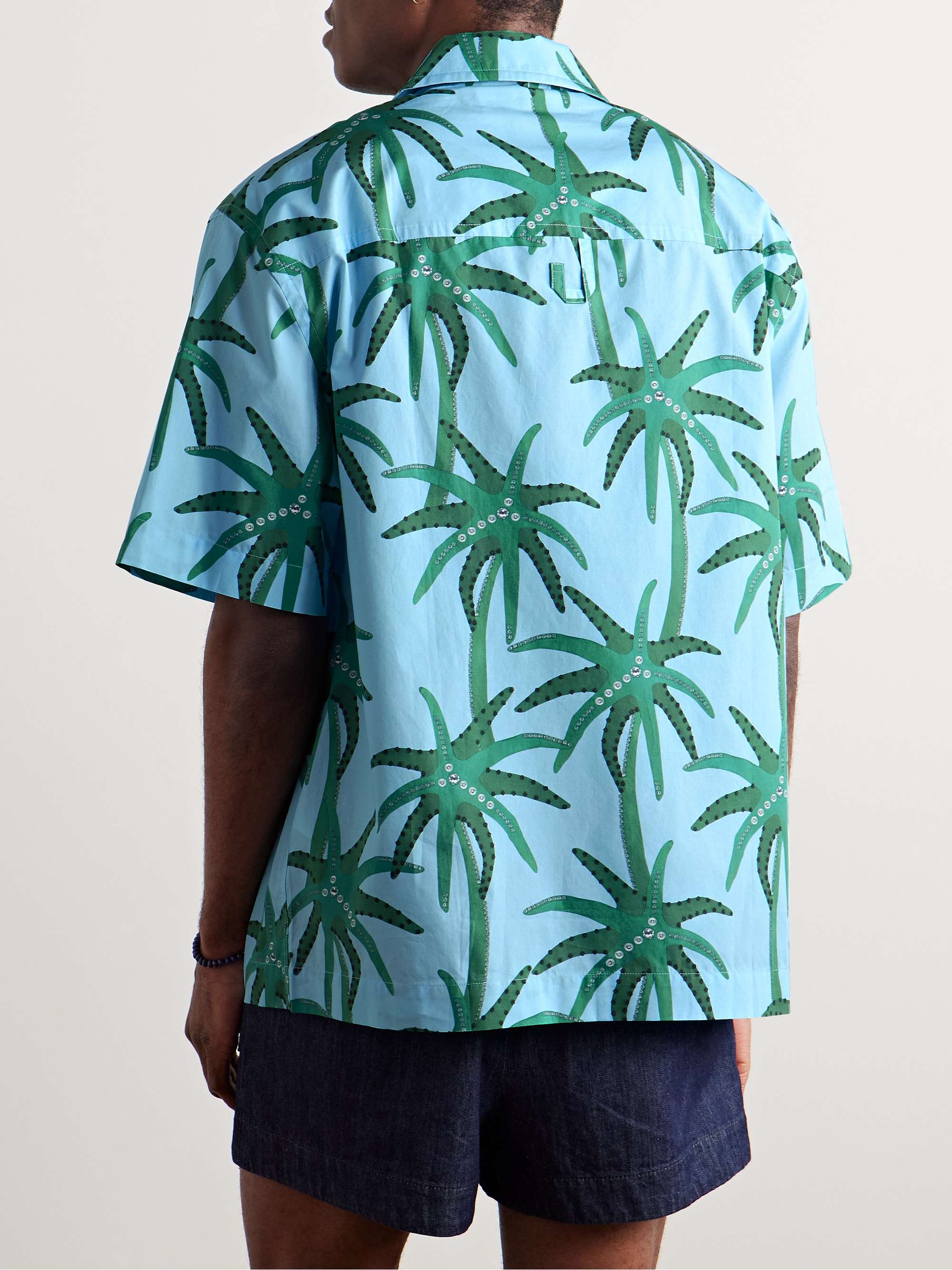 Camp-Collar Printed Cotton-Poplin Shirt view
