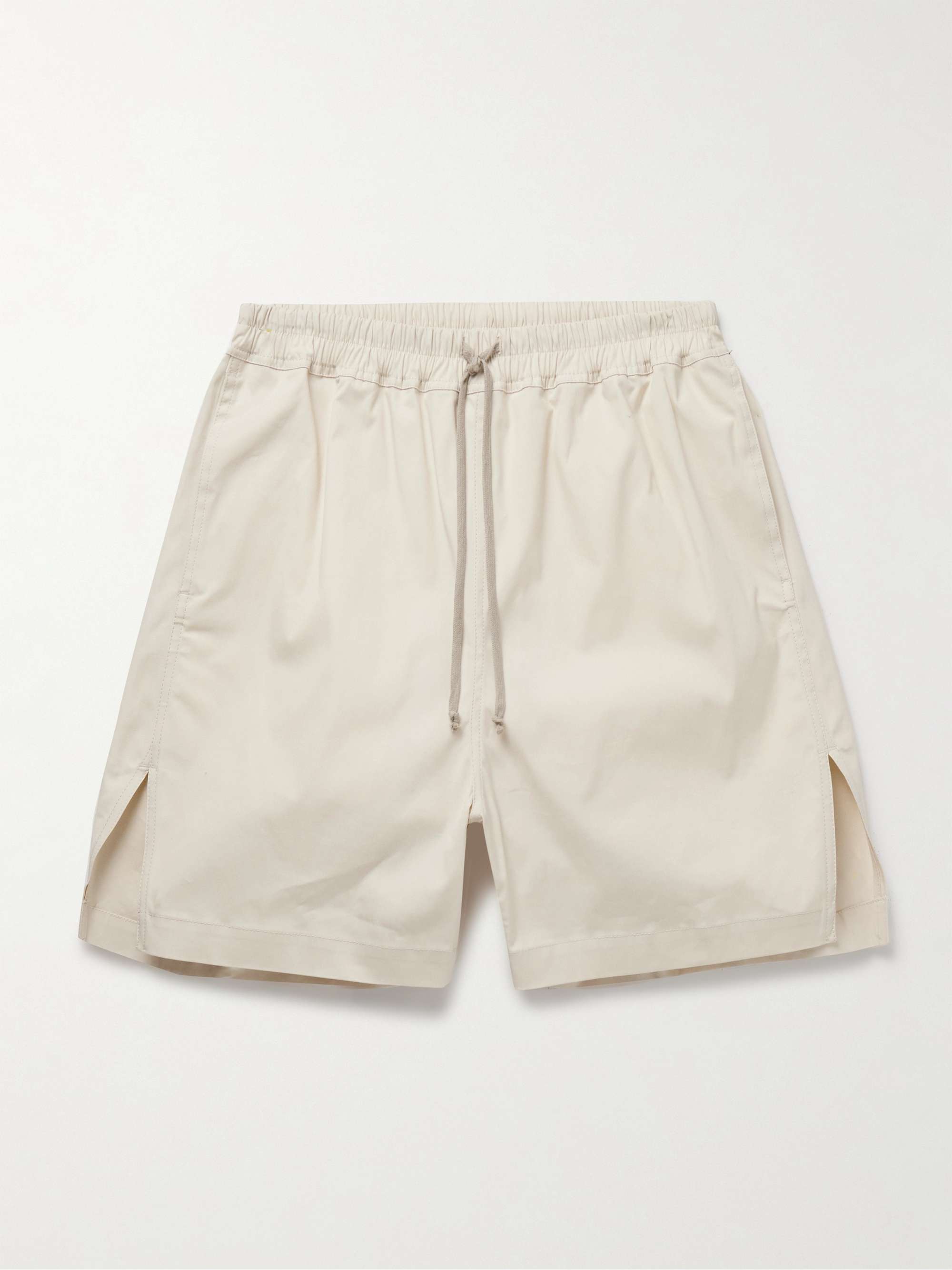 Wide-Leg Cotton-Blend Poplin Drawstring Shorts view