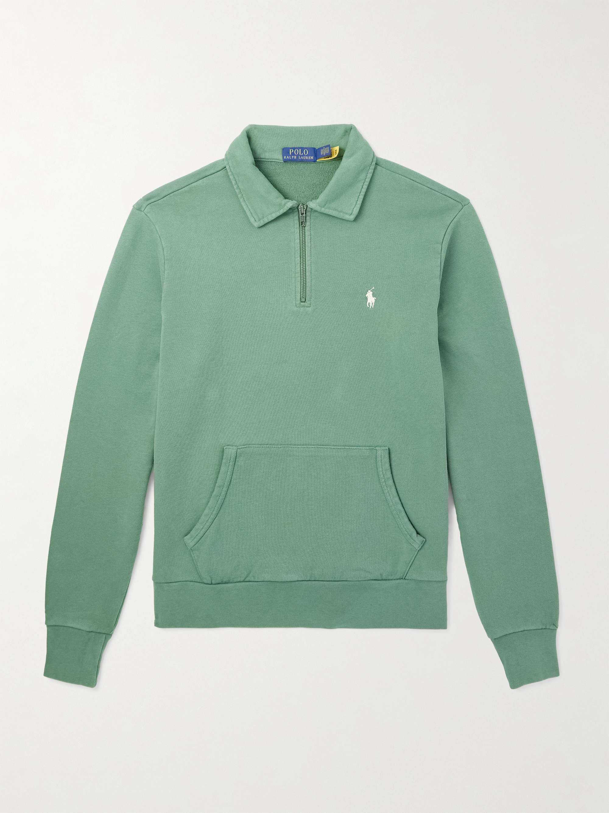 Slim-Fit Logo-Embroidered Cotton-Jersey Half-Zip Sweatshirt view