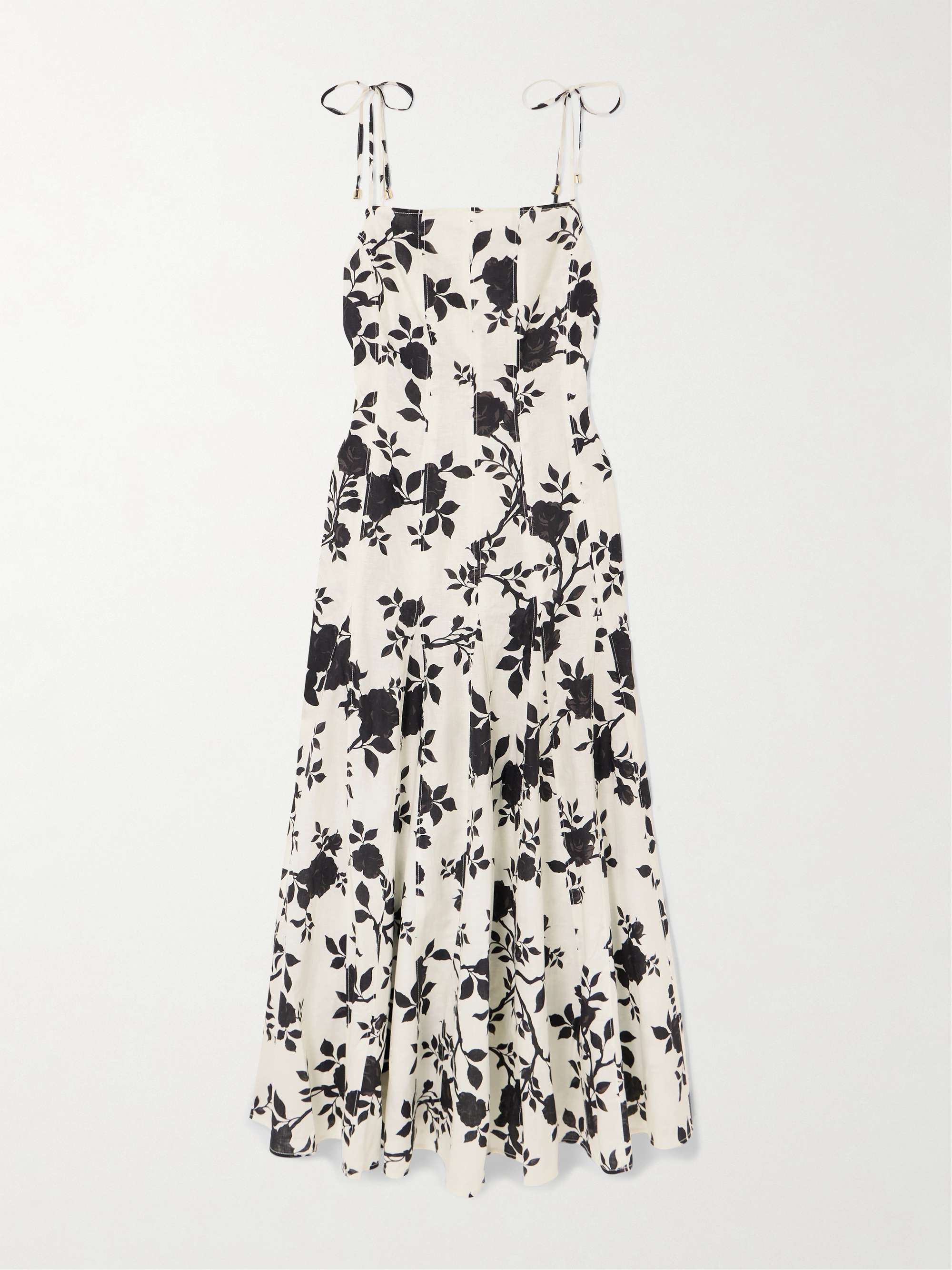 Floral-print linen and cotton-blend midi dress view