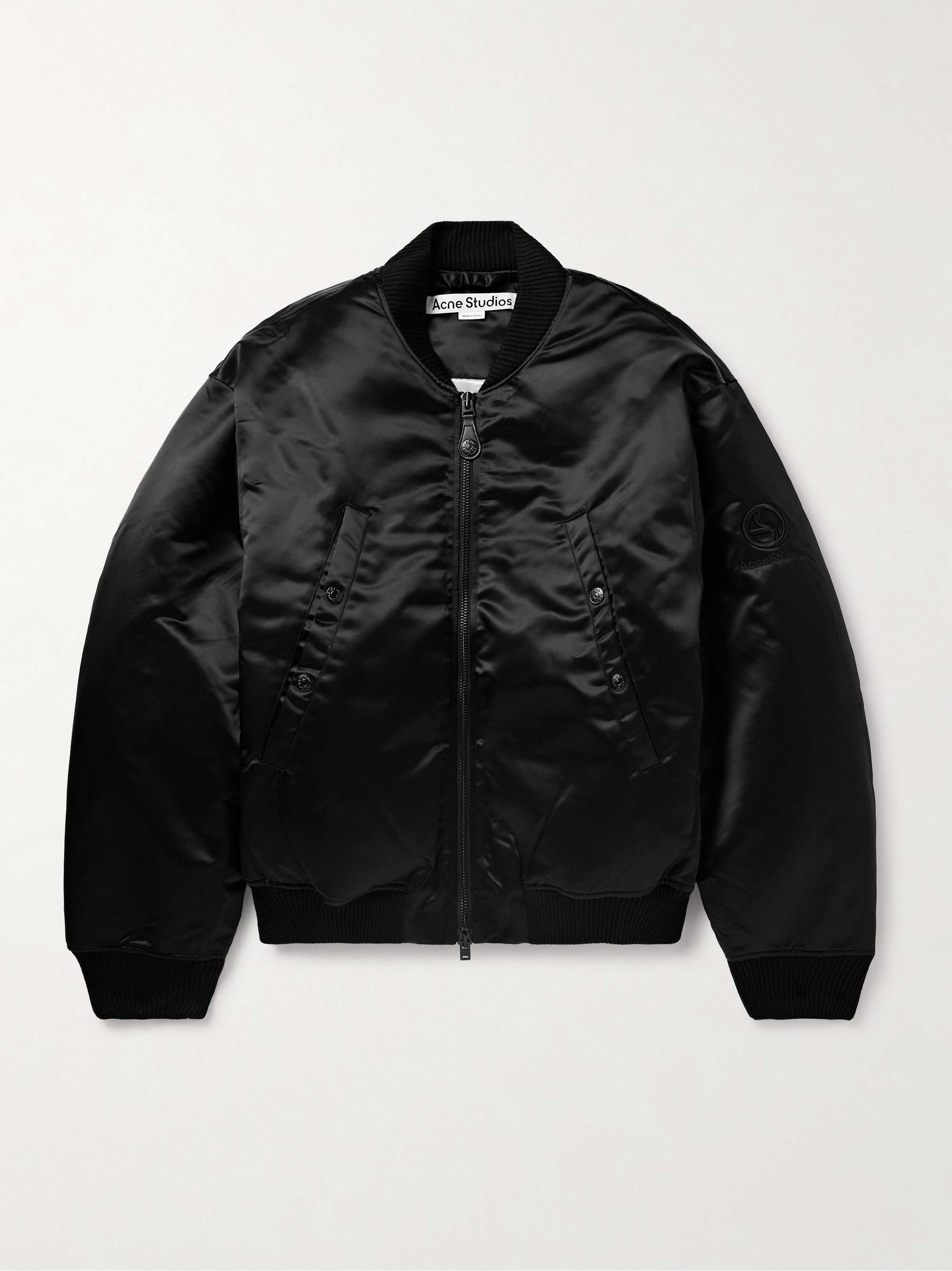 Oliev Logo-Embroidered Padded Satin Bomber Jacket view